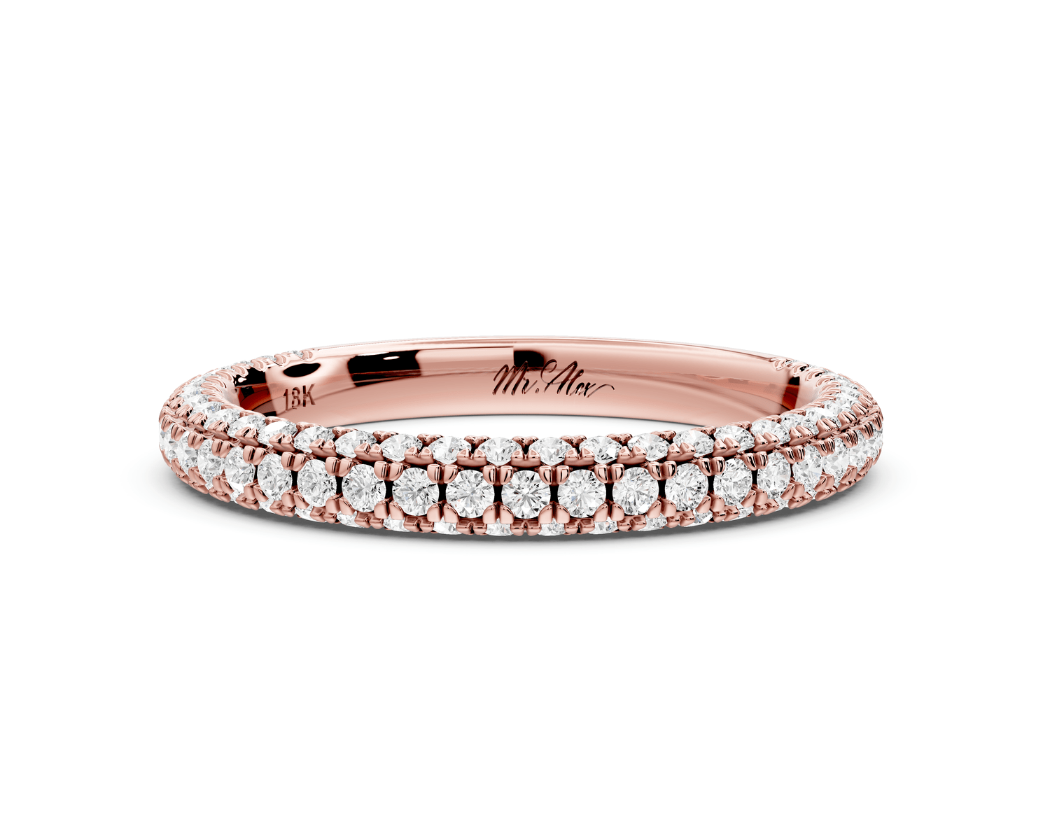 Emilia - 14k rose gold Triple Row Pave Full Eternity Wedding Band - Mr. Alex Jewelry