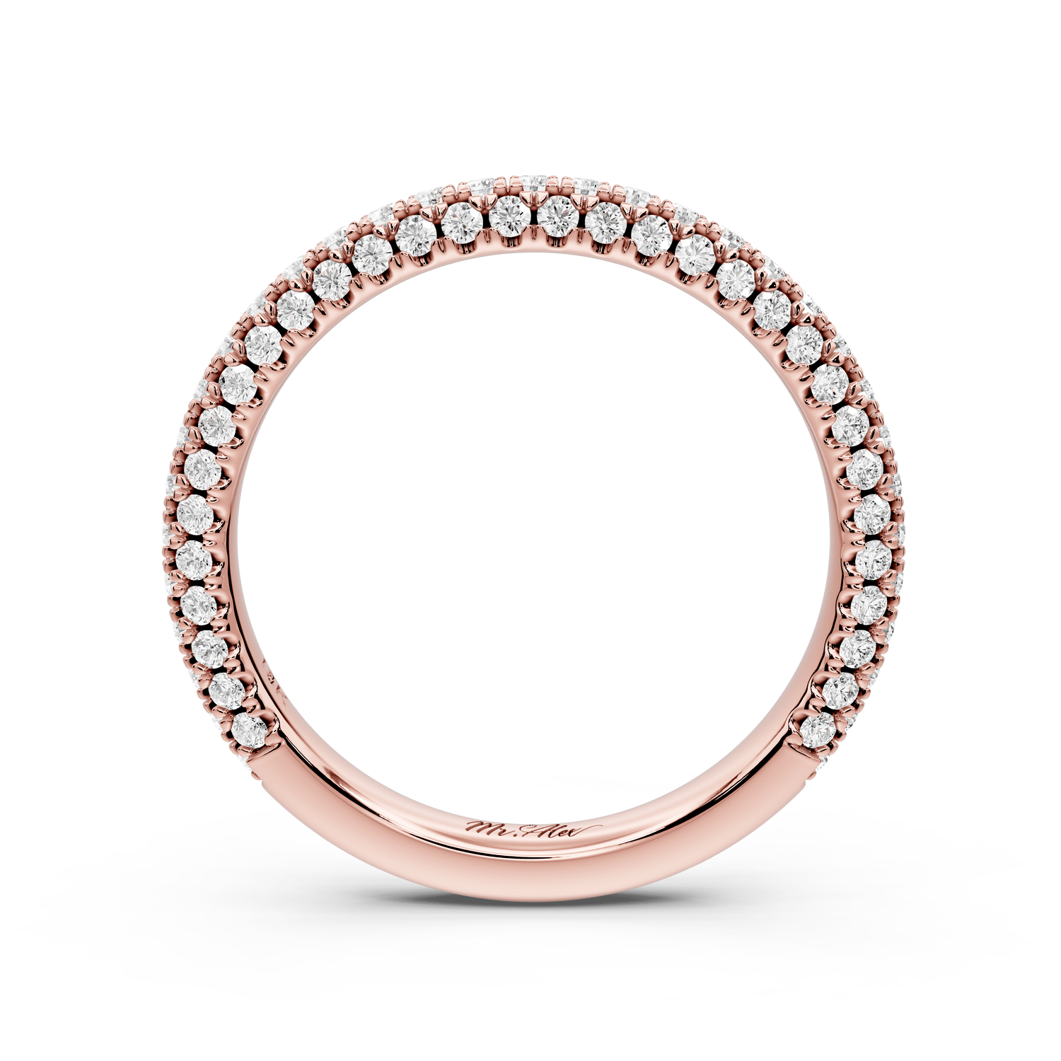 Emilia - 14k rose gold Triple Row Pave Full Eternity Wedding Band - Mr. Alex Jewelry