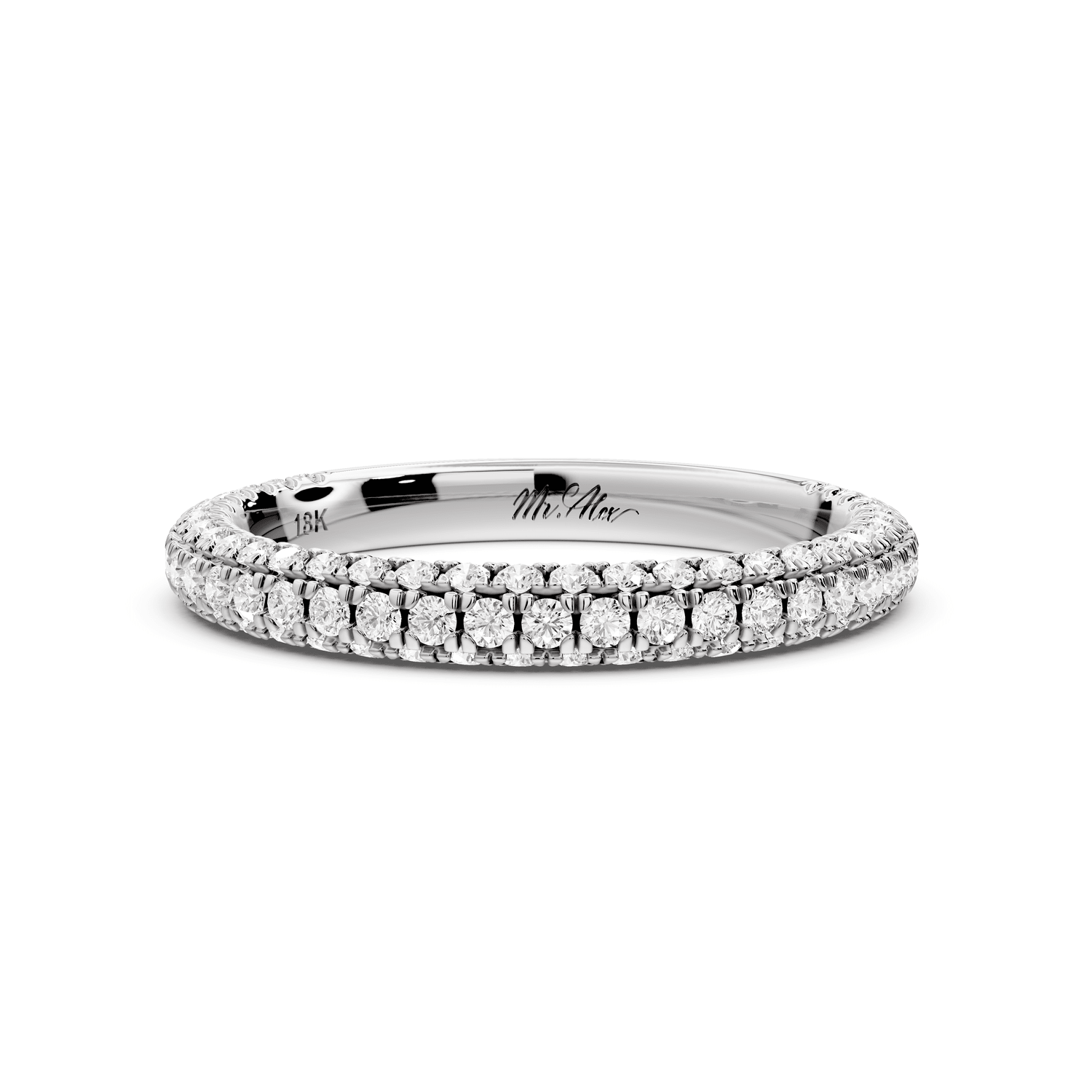 Emilia - 14k white gold Triple Row Pave Full Eternity Wedding Band - Mr. Alex Jewelry