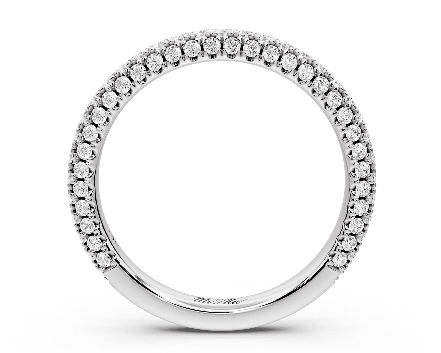 Emilia - 14k white gold Triple Row Pave Full Eternity Wedding Band - Mr. Alex Jewelry