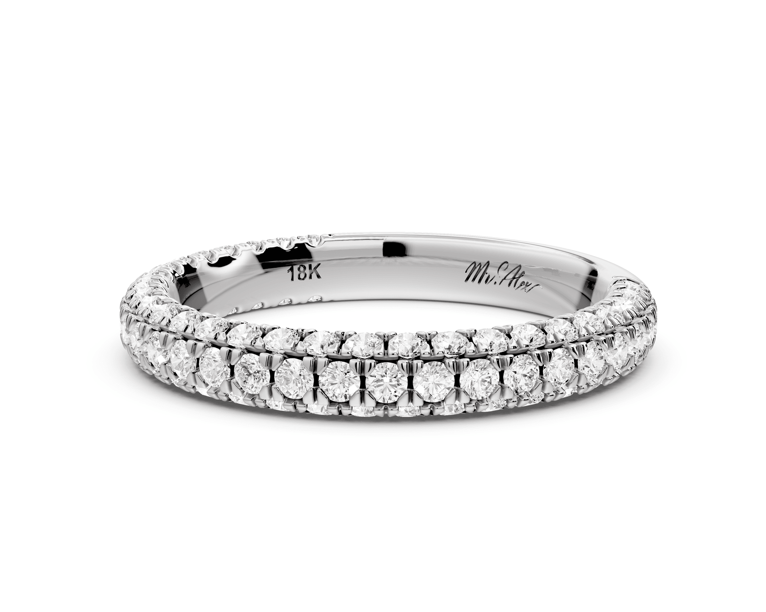Emilia - 14k white gold Triple Row Pave Full Eternity Wedding Band - Mr. Alex Jewelry