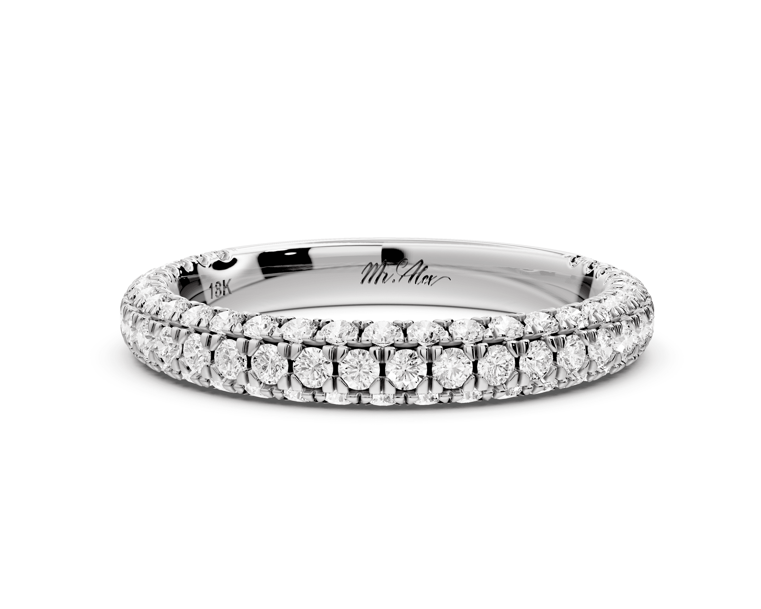 Emilia - 14k white gold Triple Row Pave Full Eternity Wedding Band - Mr. Alex Jewelry