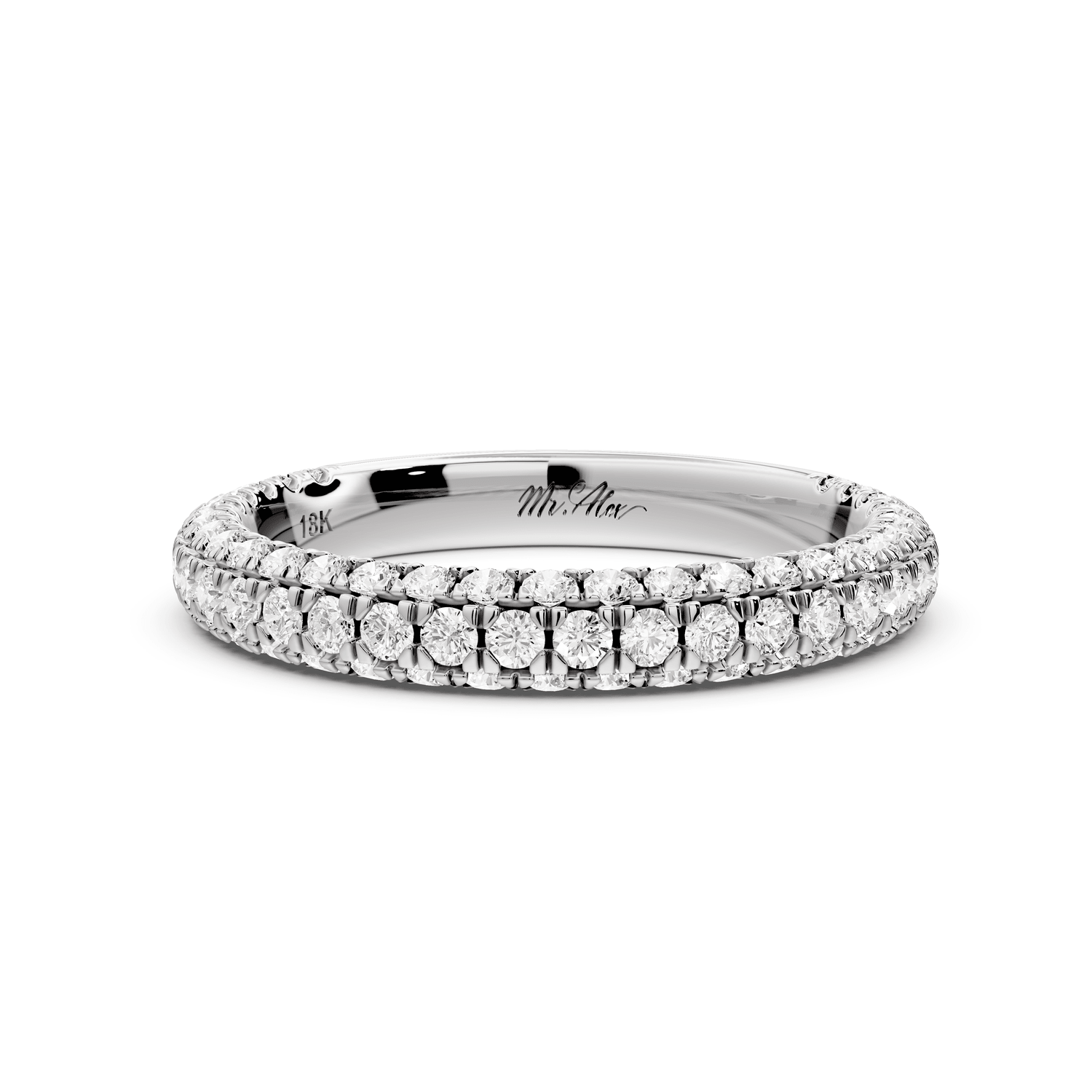 Emilia - 14k white gold Triple Row Pave Full Eternity Wedding Band - Mr. Alex Jewelry