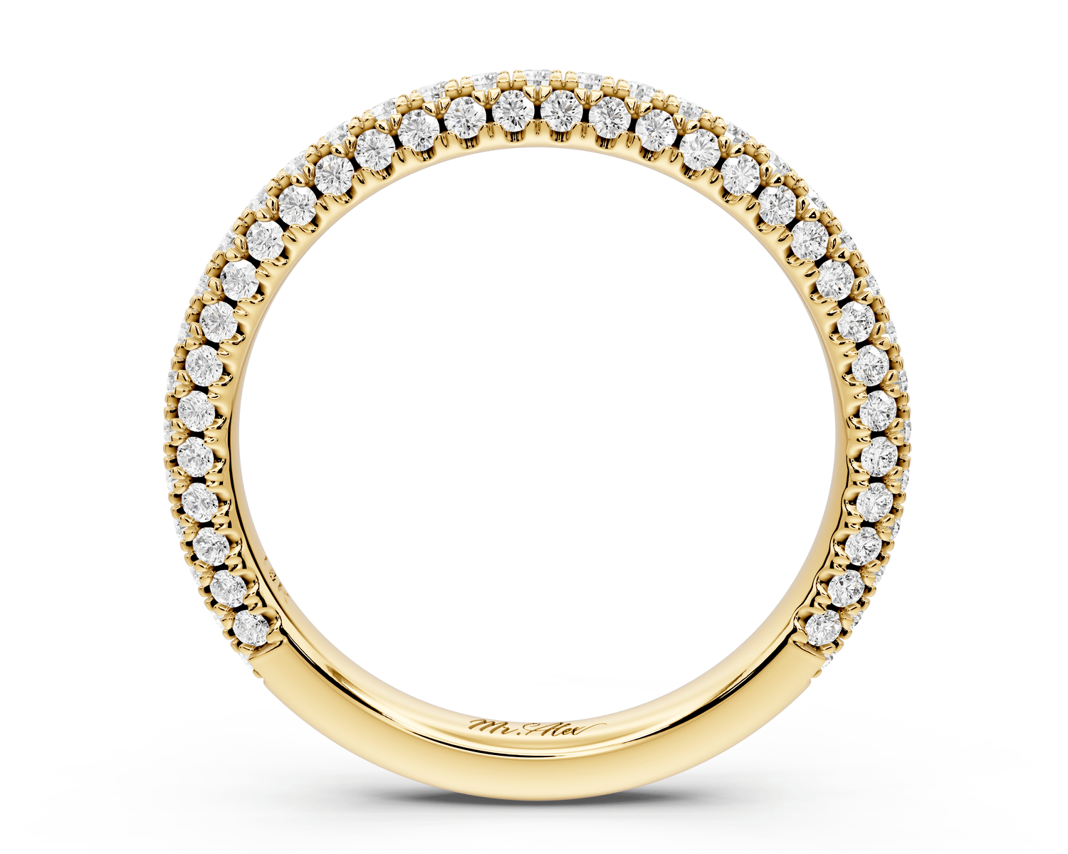 Emilia - 14k yellow gold Triple Row Pave Full Eternity Wedding Band - Mr. Alex Jewelry
