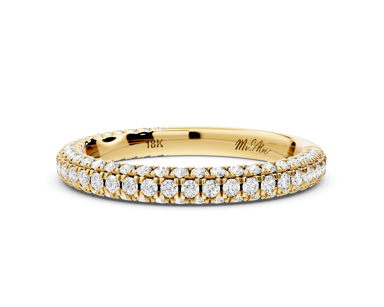 Emilia - 14k yellow gold Triple Row Pave Full Eternity Wedding Band - Mr. Alex Jewelry