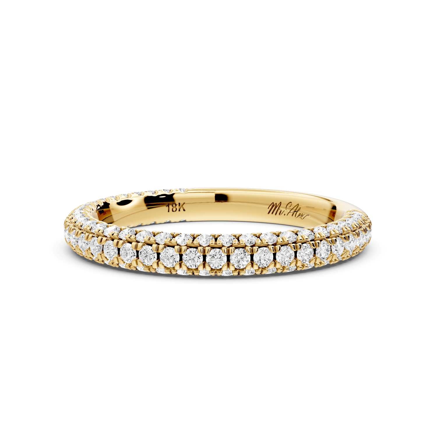 Emilia - 14k yellow gold Triple Row Pave Full Eternity Wedding Band - Mr. Alex Jewelry