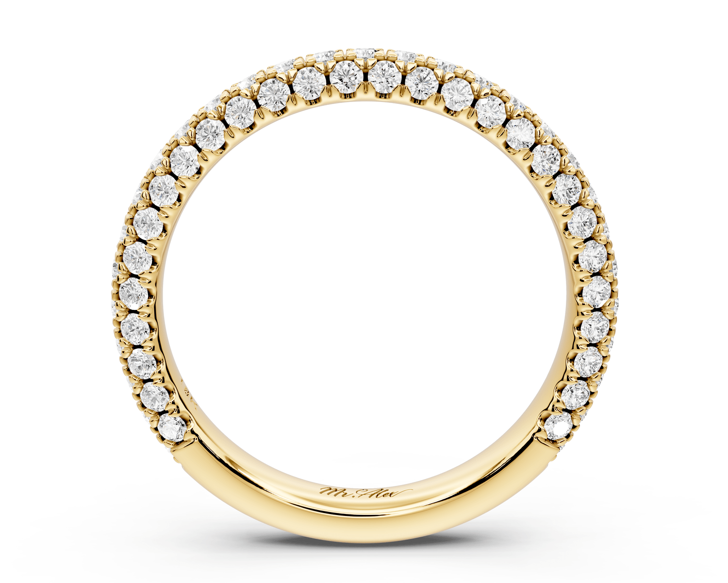 Emilia - 14k yellow gold Triple Row Pave Full Eternity Wedding Band - Mr. Alex Jewelry