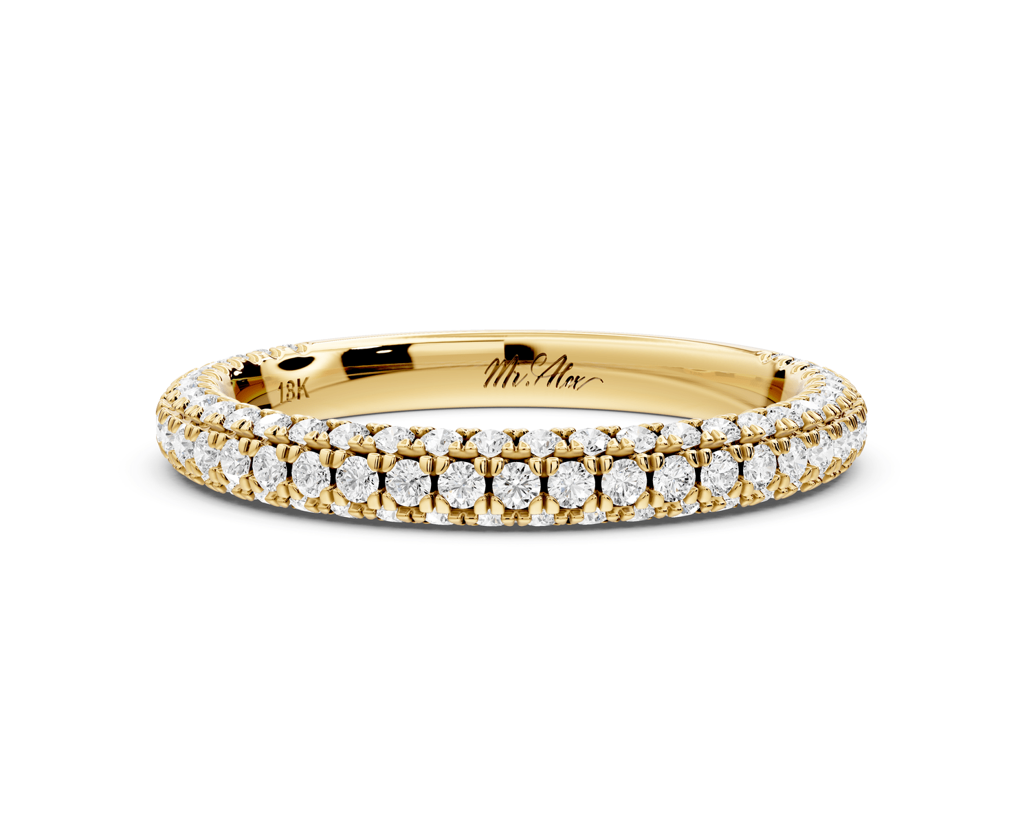 Emilia - 14k yellow gold Triple Row Pave Full Eternity Wedding Band - Mr. Alex Jewelry