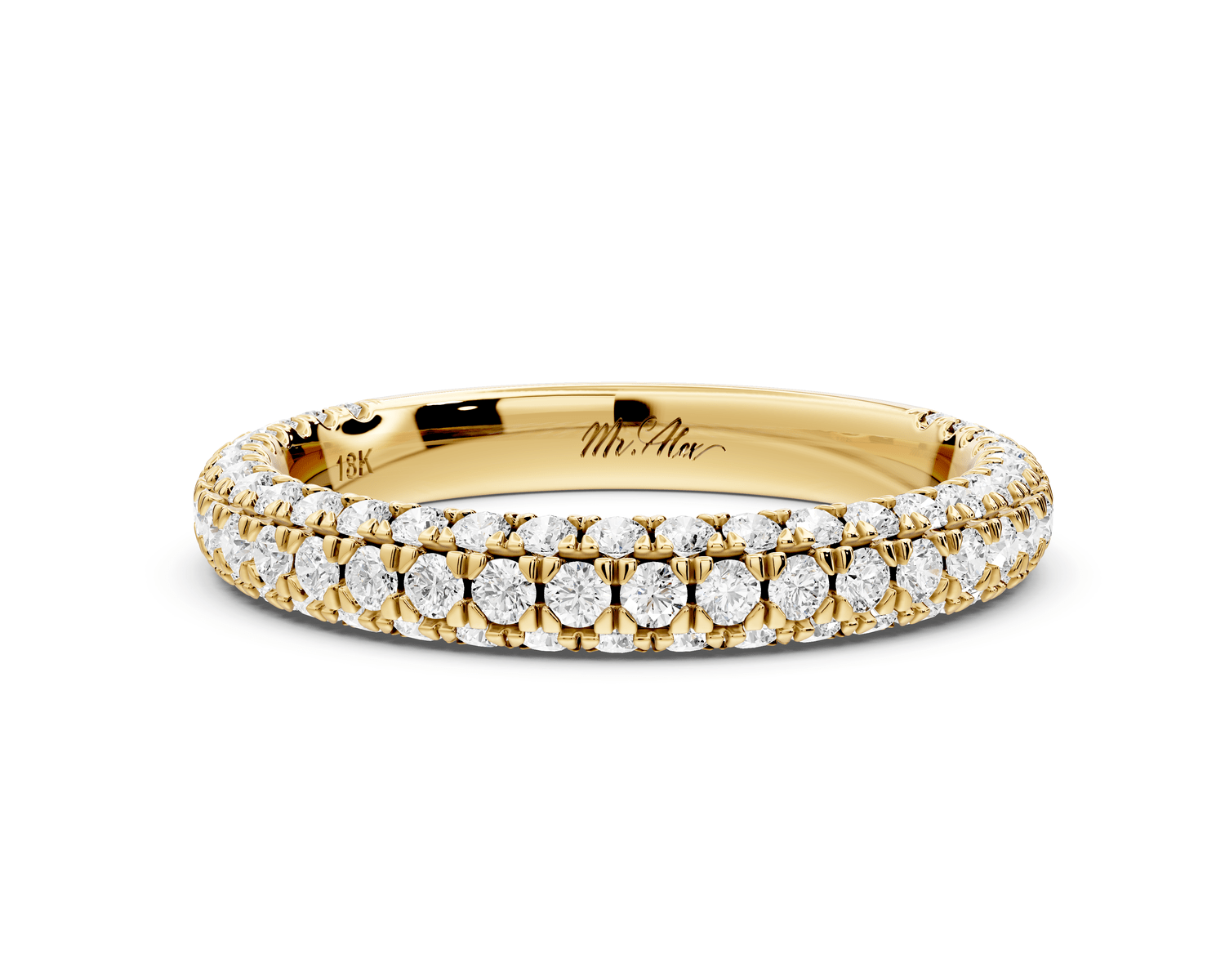 Emilia - 14k yellow gold Triple Row Pave Full Eternity Wedding Band - Mr. Alex Jewelry