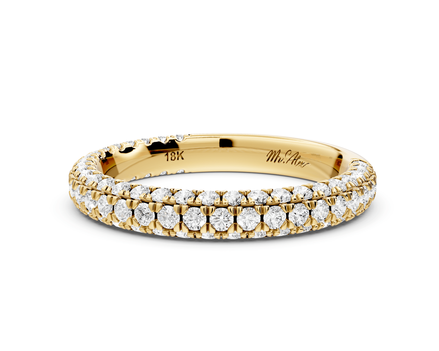 Emilia - 14k yellow gold Triple Row Pave Full Eternity Wedding Band - Mr. Alex Jewelry