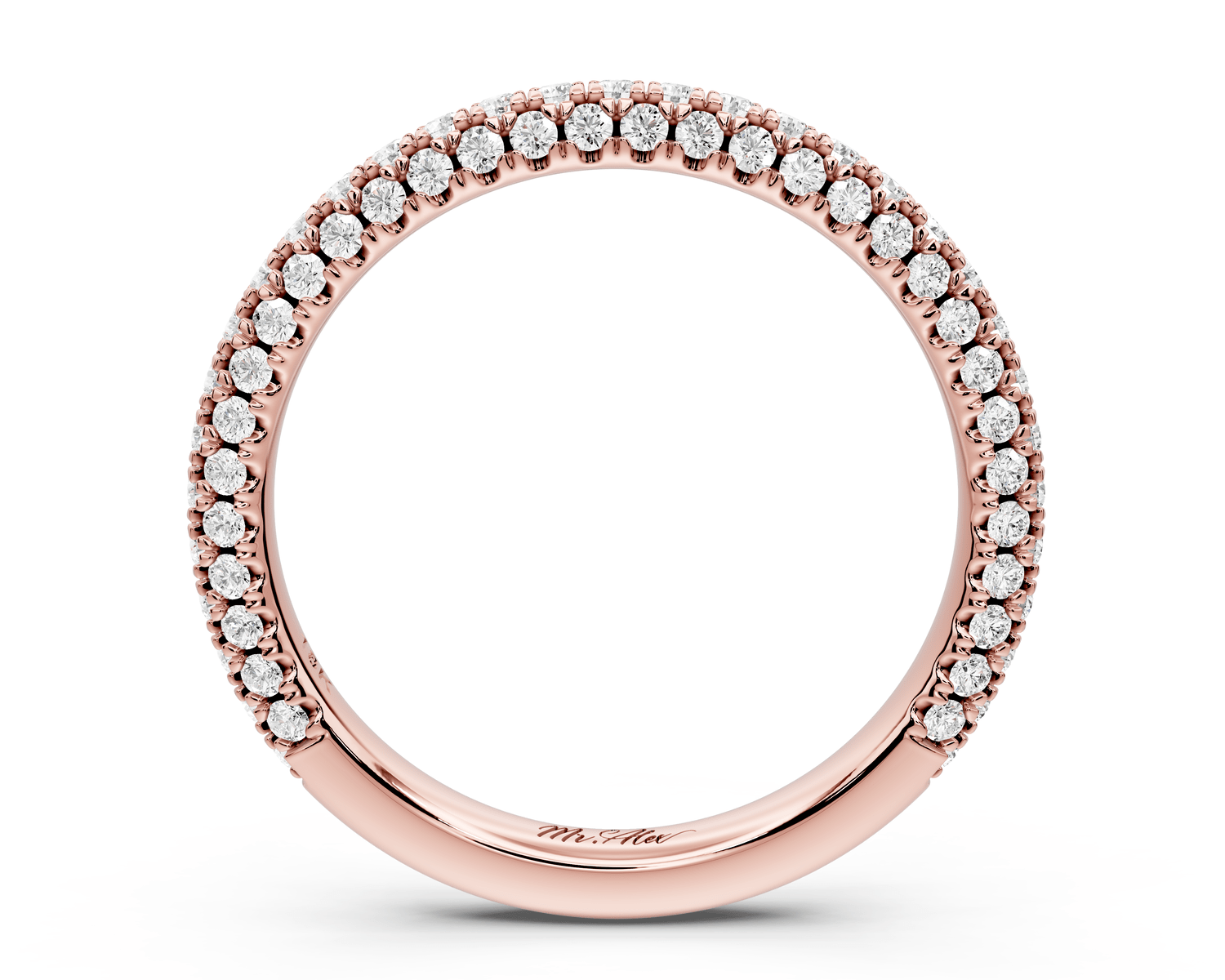 Emilia - 18k rose gold Triple Row Pave Full Eternity Wedding Band - Mr. Alex Jewelry