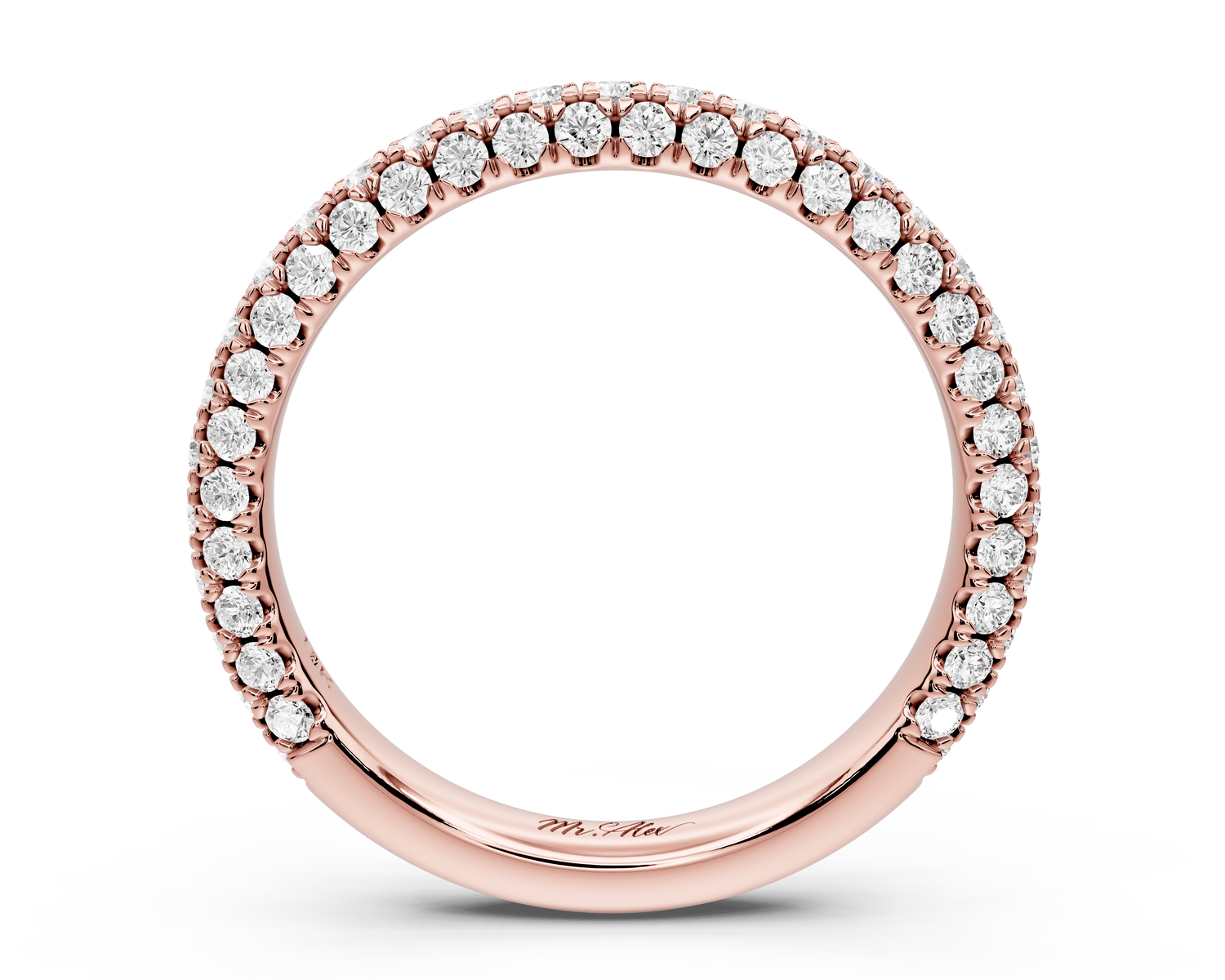 Emilia - 18k rose gold Triple Row Pave Full Eternity Wedding Band - Mr. Alex Jewelry