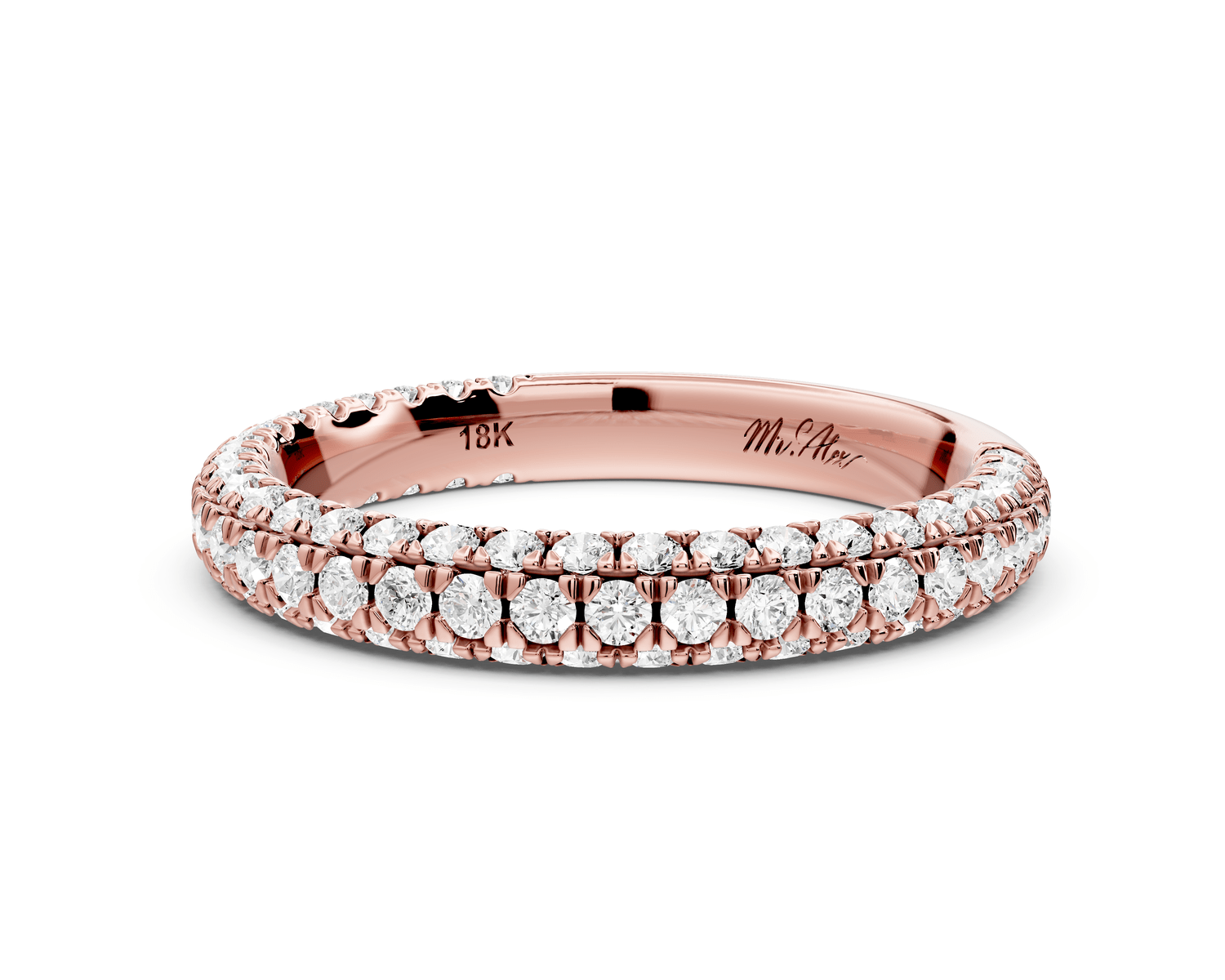 Emilia - 18k rose gold Triple Row Pave Full Eternity Wedding Band - Mr. Alex Jewelry