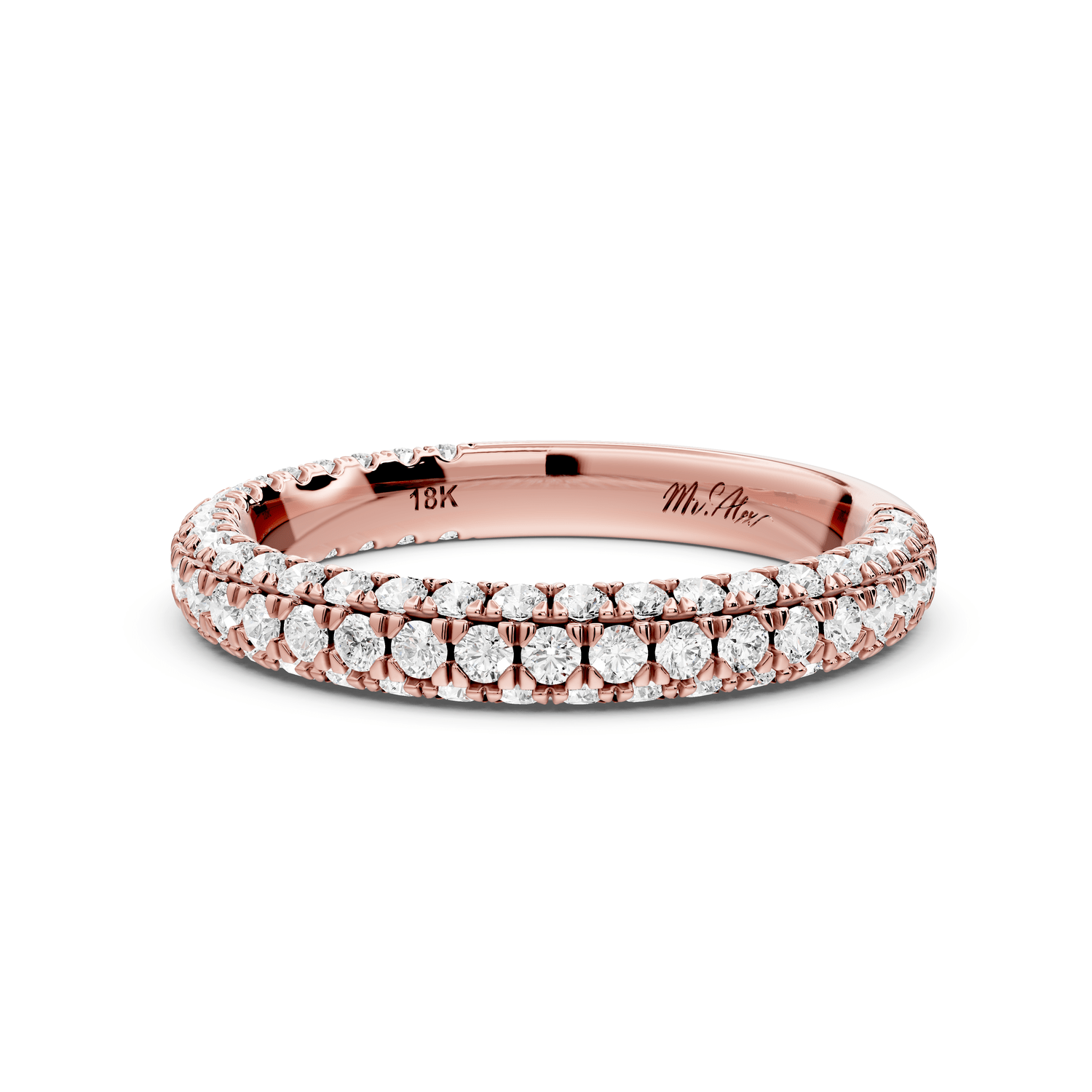 Emilia - 18k rose gold Triple Row Pave Full Eternity Wedding Band - Mr. Alex Jewelry
