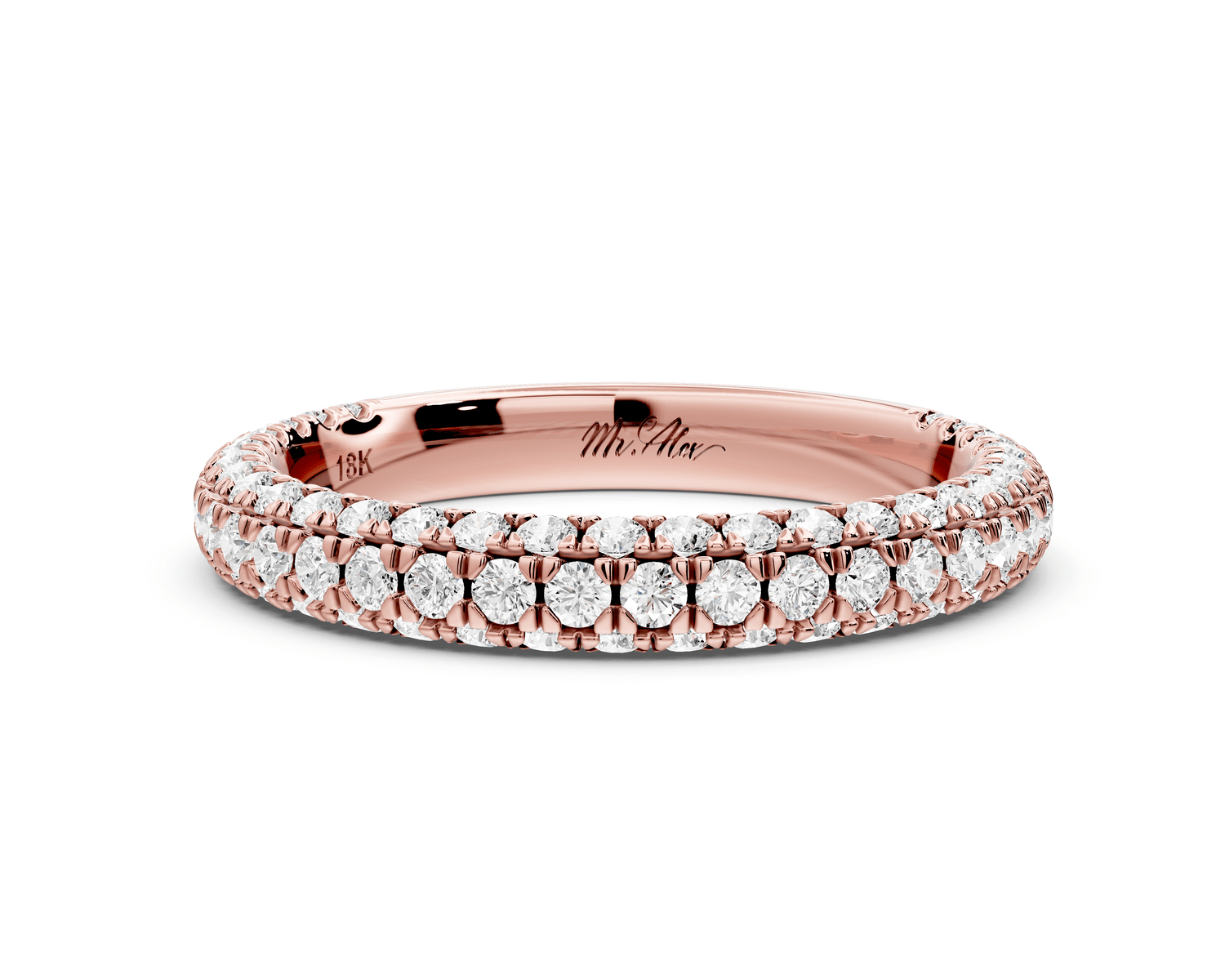Emilia - 18k rose gold Triple Row Pave Full Eternity Wedding Band - Mr. Alex Jewelry
