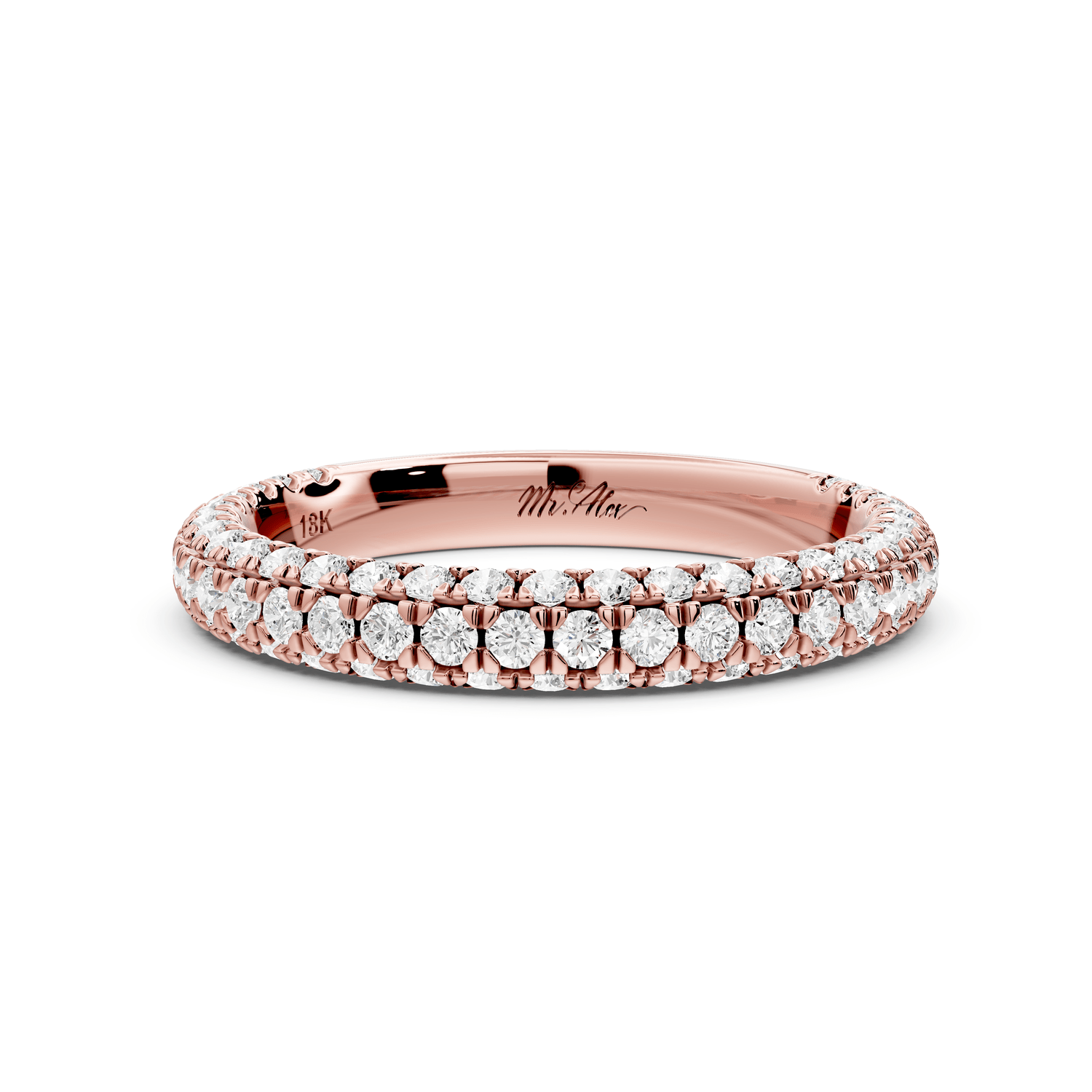Emilia - 18k rose gold Triple Row Pave Full Eternity Wedding Band - Mr. Alex Jewelry