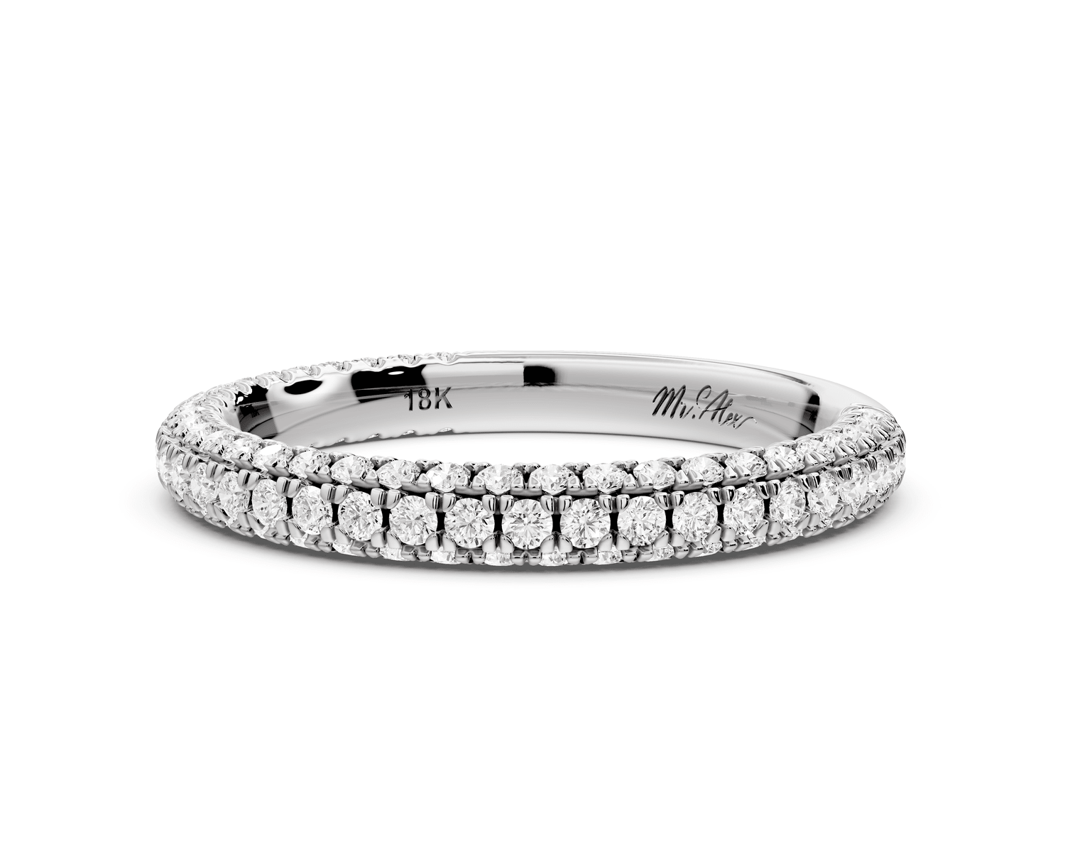 Emilia - 18k white gold Triple Row Pave Full Eternity Wedding Band - Mr. Alex Jewelry