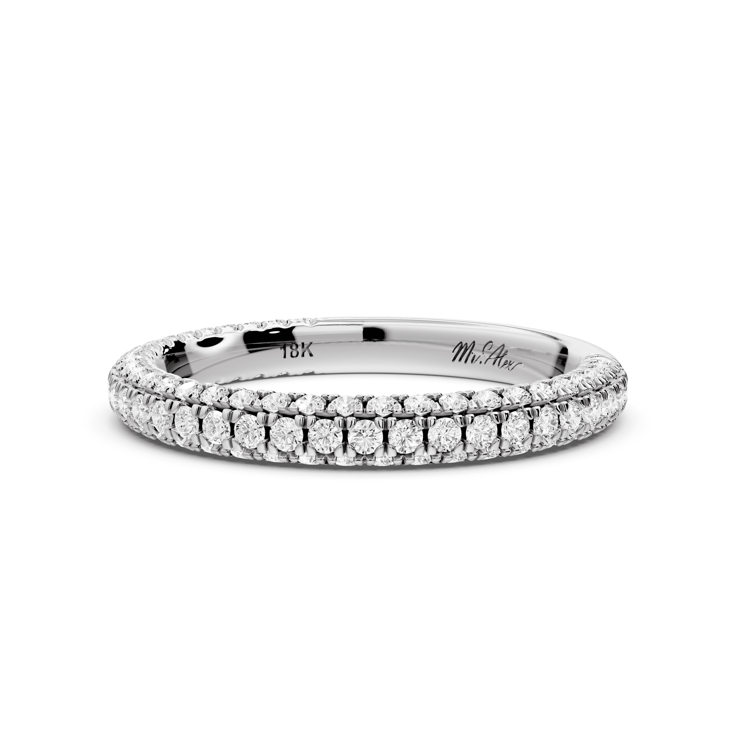 Emilia - 18k white gold Triple Row Pave Full Eternity Wedding Band - Mr. Alex Jewelry