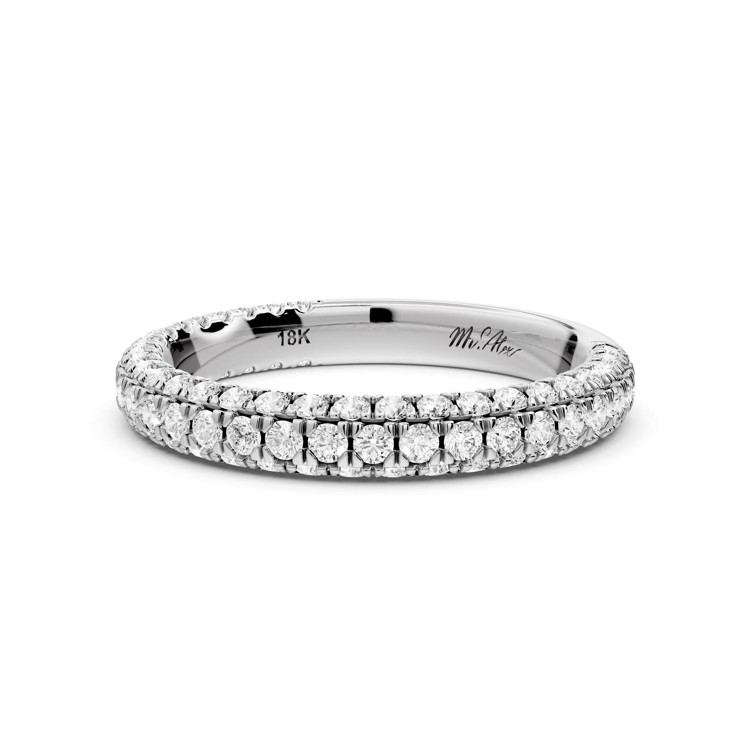 Emilia - 18k white gold Triple Row Pave Full Eternity Wedding Band - Mr. Alex Jewelry