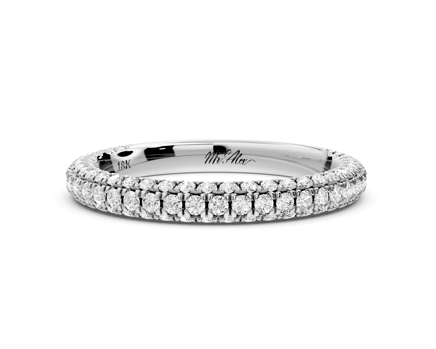 Emilia - 18k white gold Triple Row Pave Full Eternity Wedding Band - Mr. Alex Jewelry