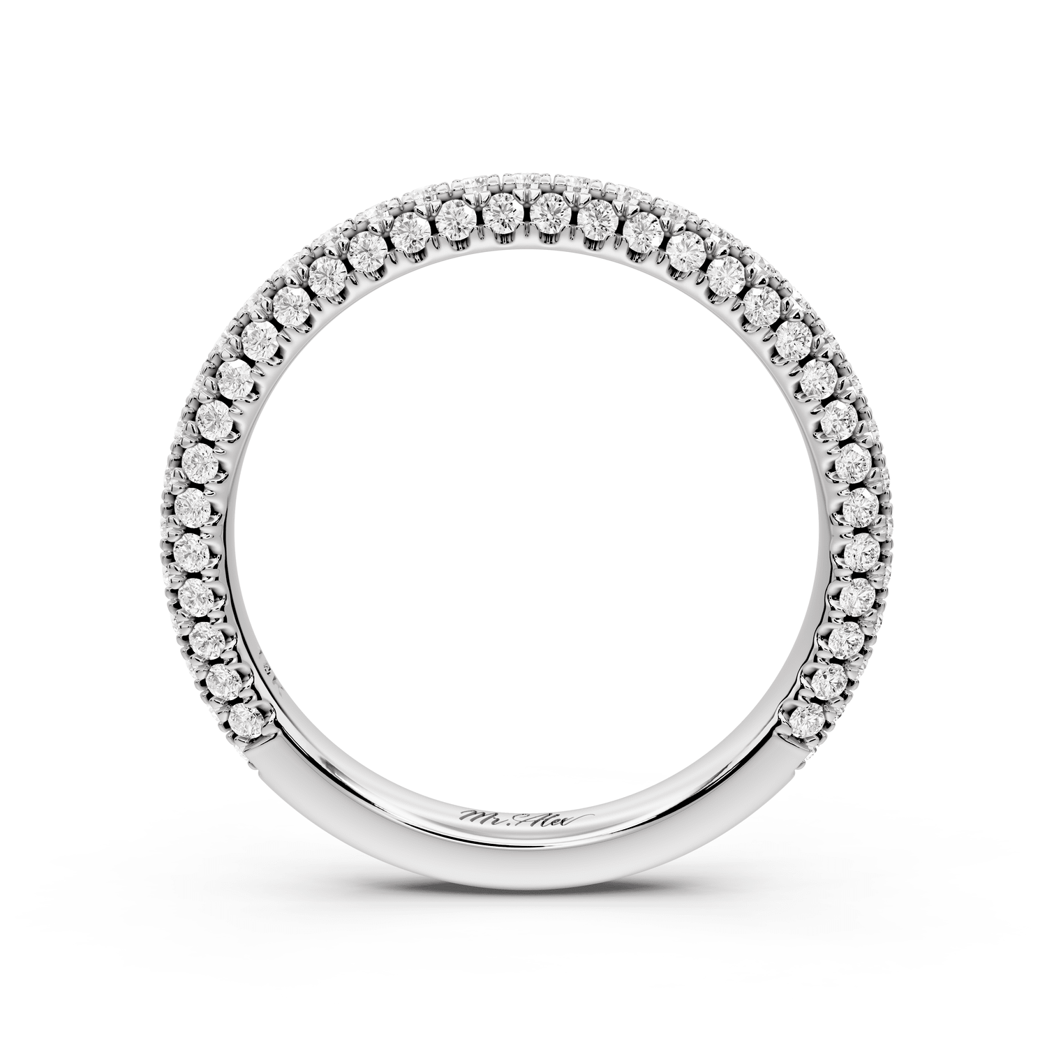 Emilia - 18k white gold Triple Row Pave Full Eternity Wedding Band - Mr. Alex Jewelry