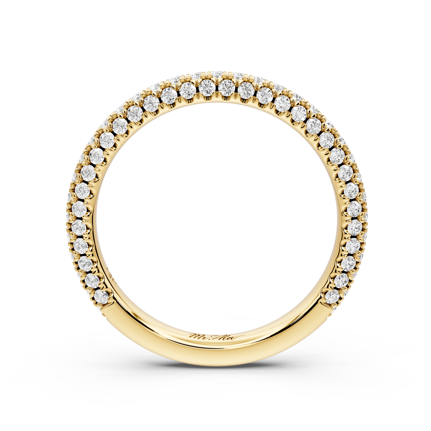 Emilia - 18k yellow gold Triple Row Pave Full Eternity Wedding Band - Mr. Alex Jewelry