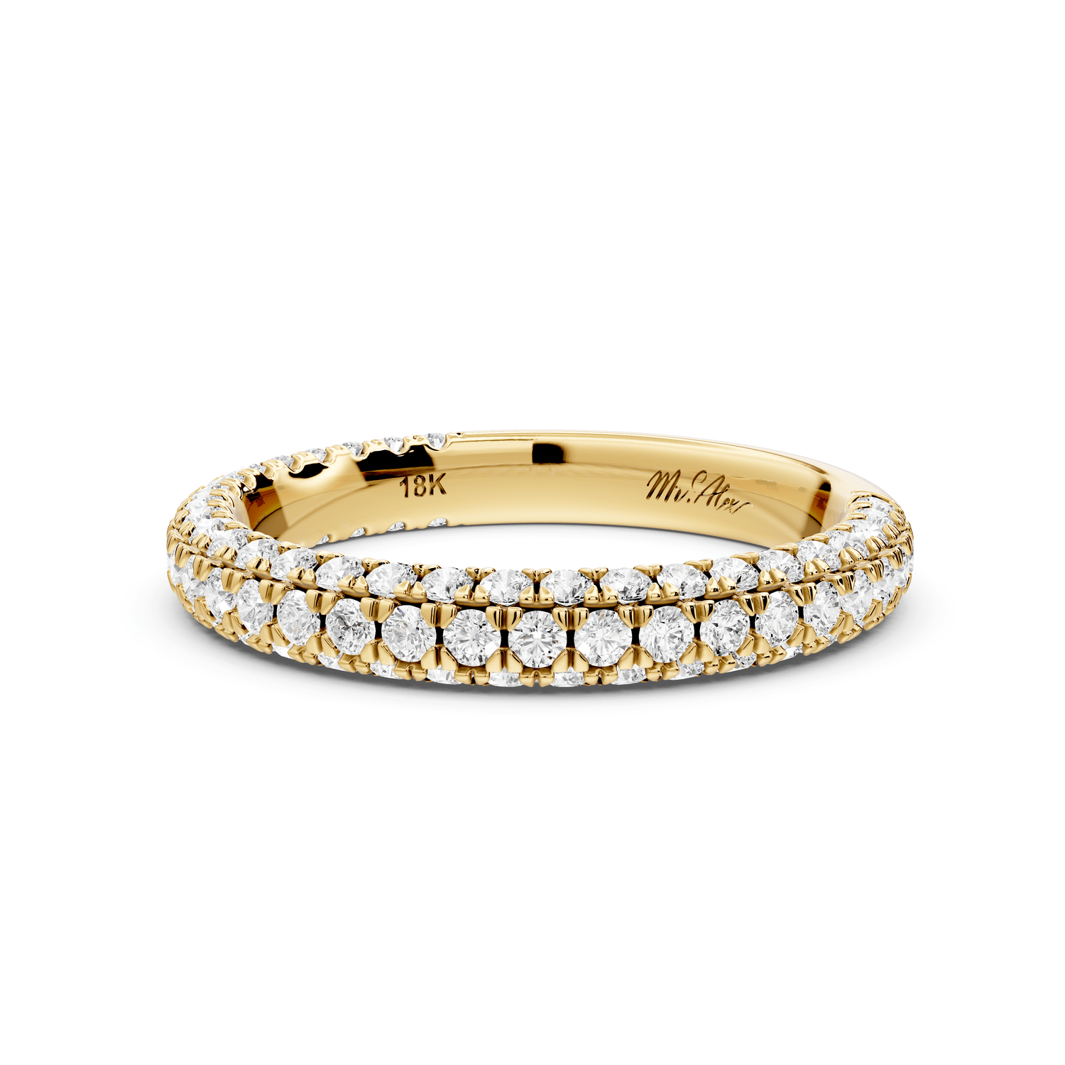 Emilia - 18k yellow gold Triple Row Pave Full Eternity Wedding Band - Mr. Alex Jewelry