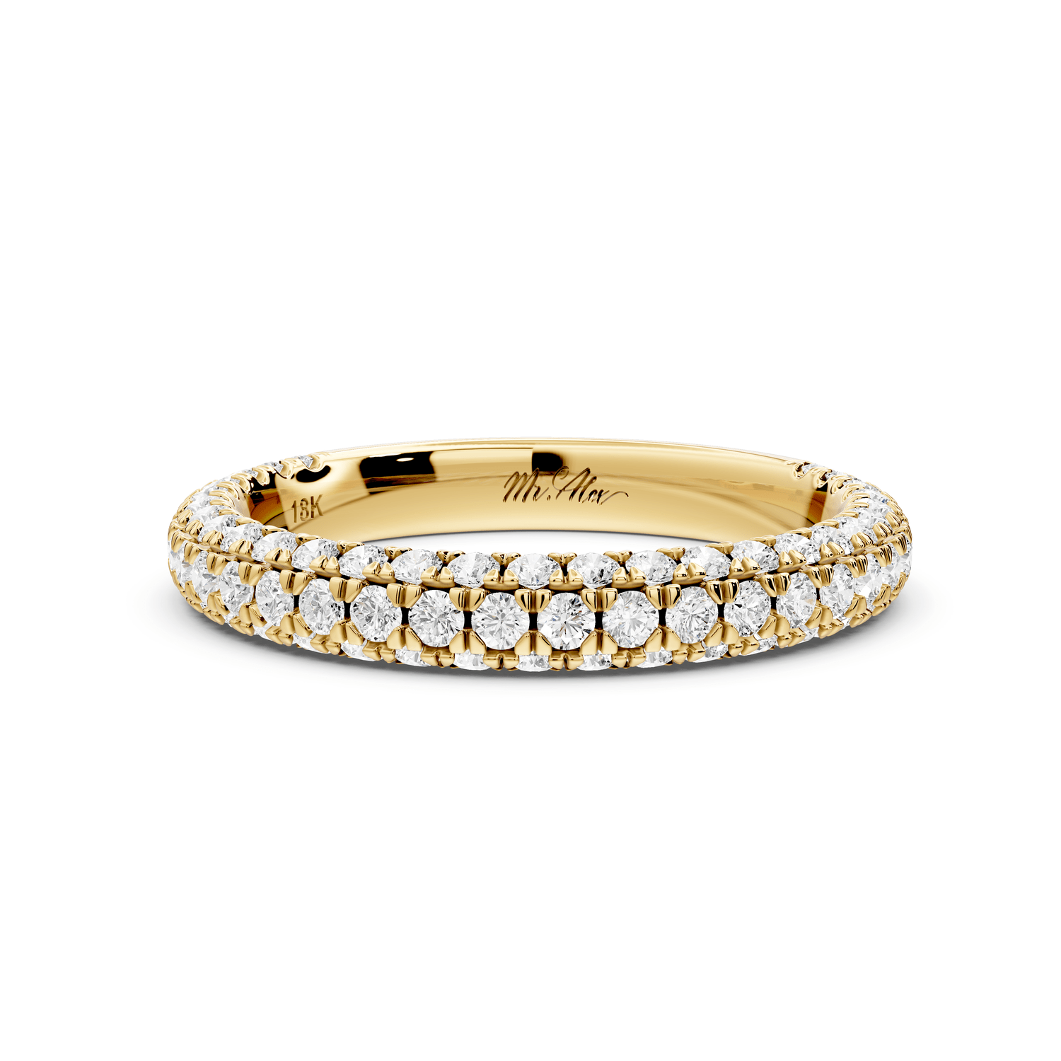 Emilia - 18k yellow gold Triple Row Pave Full Eternity Wedding Band - Mr. Alex Jewelry