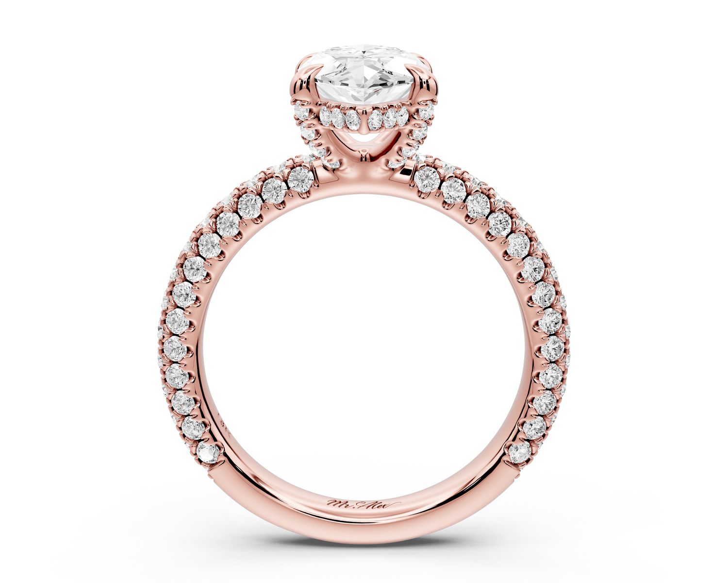 Emilia - 2ct 14k rose gold marquise Hidden Halo Diamond Crown Rollover Pavé Engagement Ring - Mr. Alex Jewelry