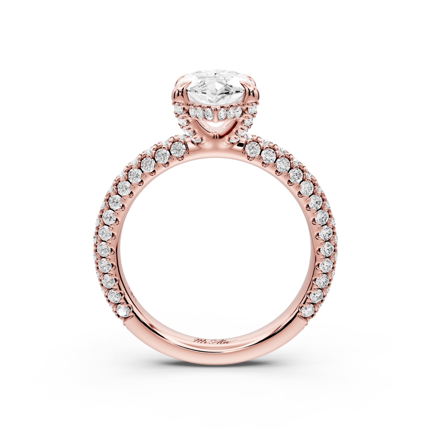 Emilia - 2ct 18k rose gold marquise Hidden Halo Diamond Crown Rollover Pavé Engagement Ring - Mr. Alex Jewelry
