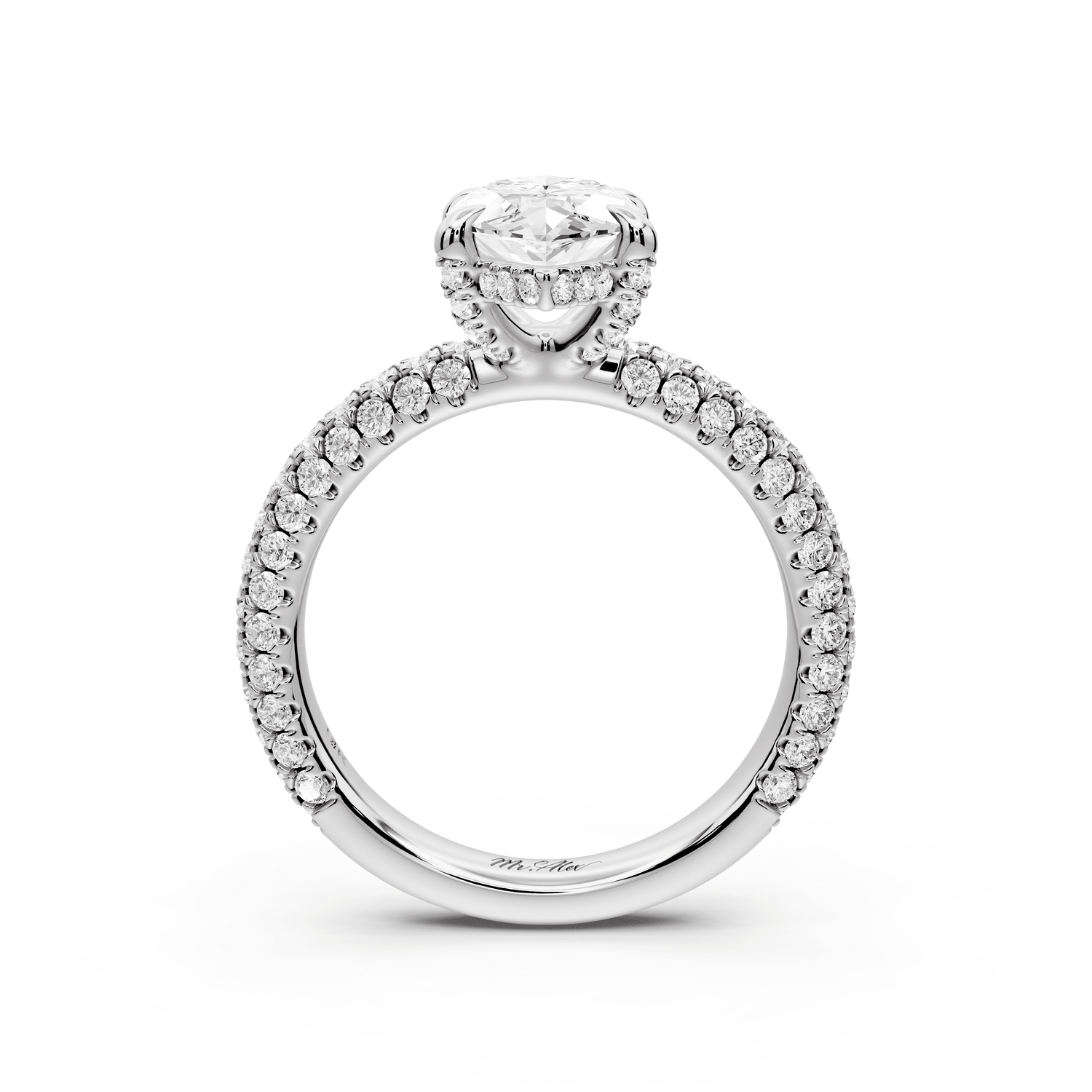 Emilia - 2ct 18k white gold marquise Hidden Halo Diamond Crown Rollover Pavé Engagement Ring - Mr. Alex Jewelry