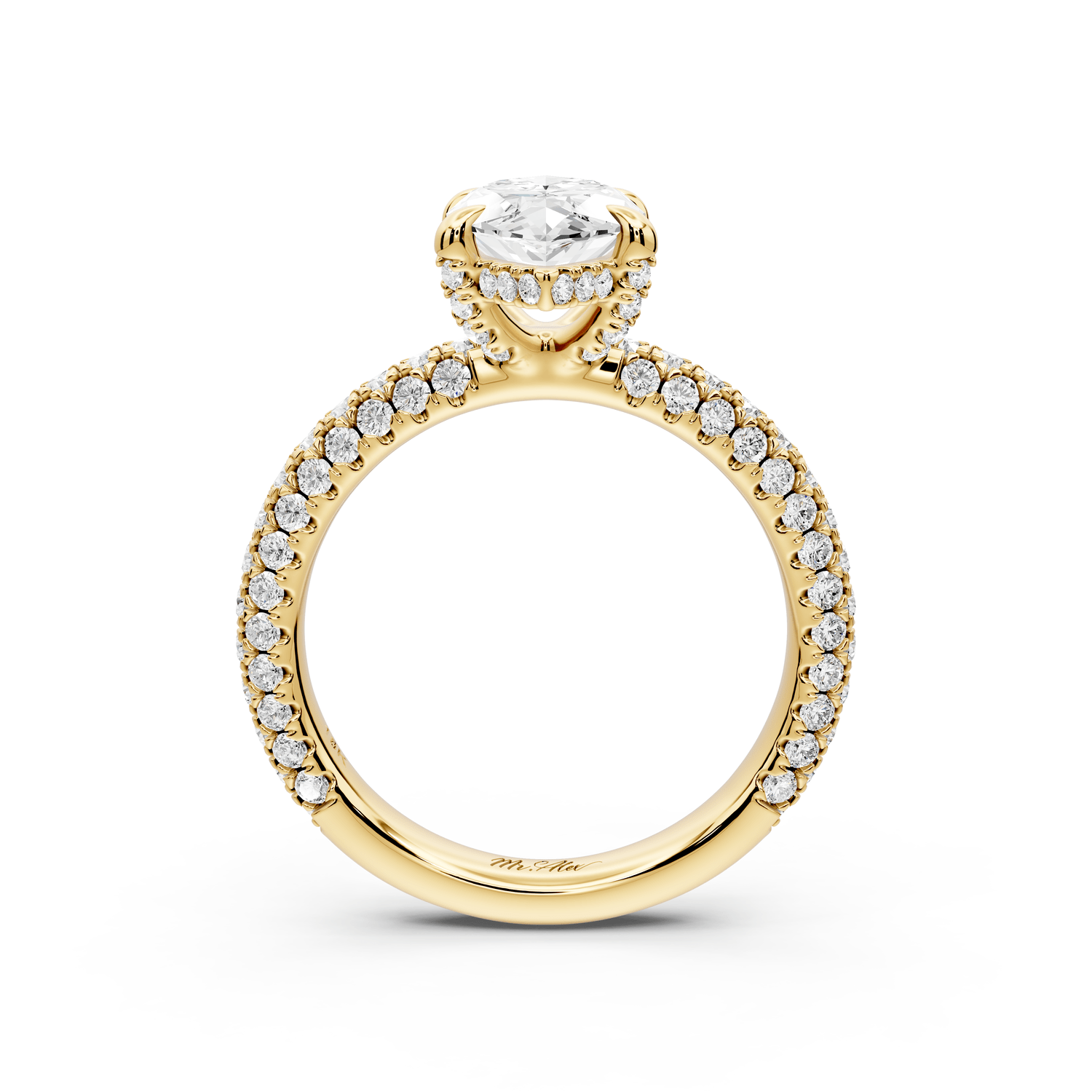 Emilia - 2ct 18k yellow gold marquise Hidden Halo Diamond Crown Rollover Pavé Engagement Ring - Mr. Alex Jewelry