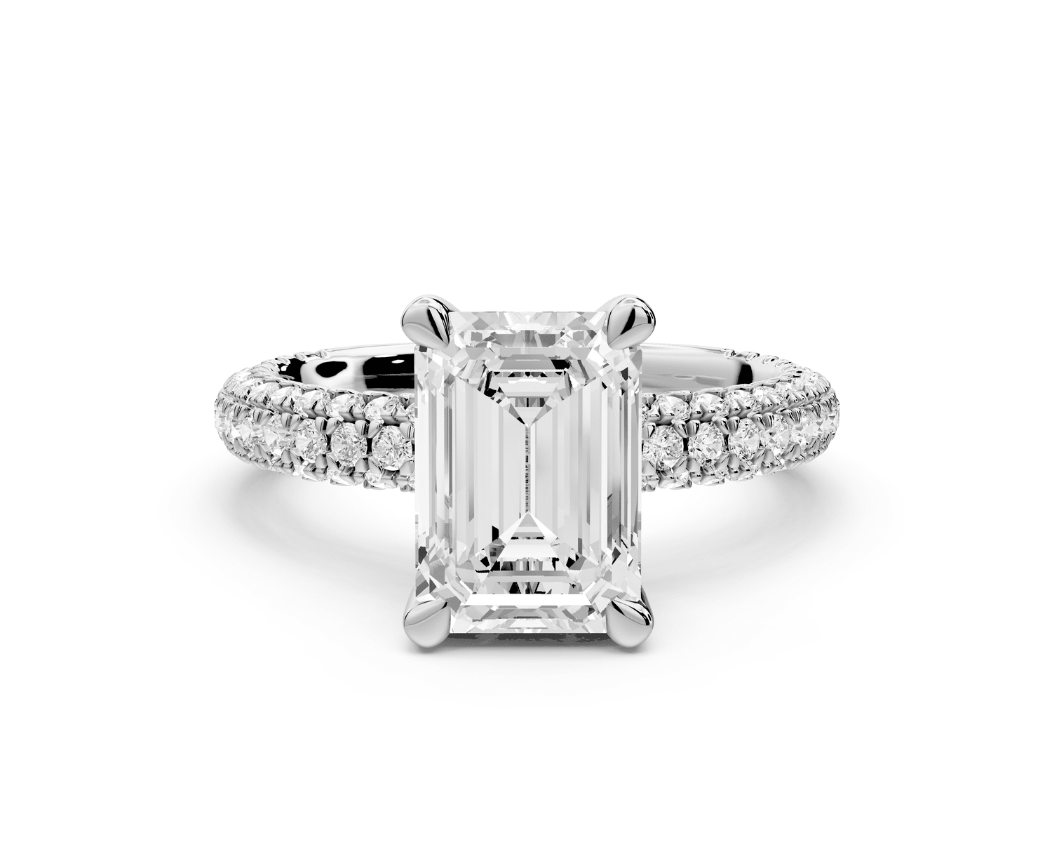 Emilia - 2ct platinum emerald Hidden Halo Diamond Crown Rollover Pavé Engagement Ring - Mr. Alex Jewelry