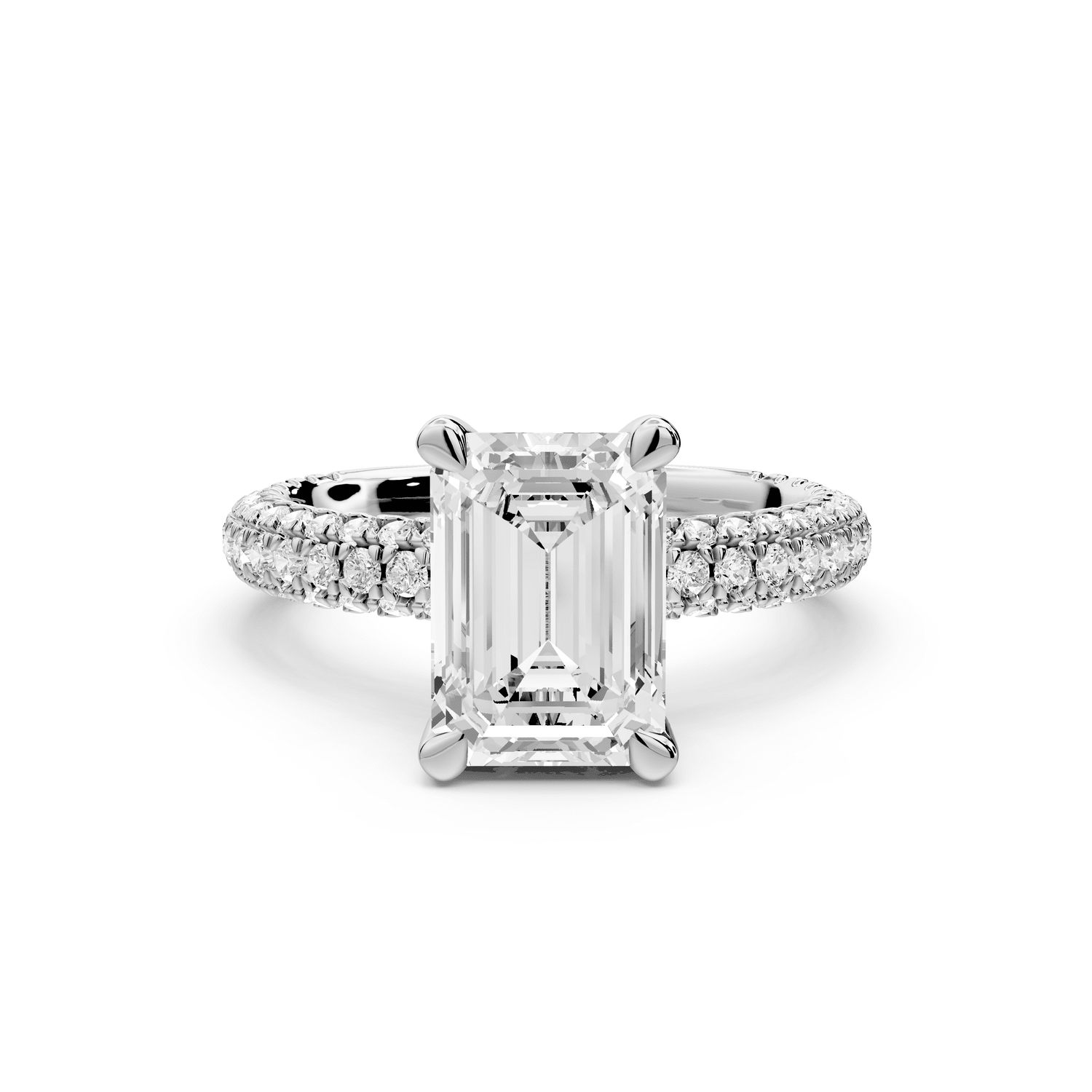Emilia - 2ct platinum emerald Hidden Halo Diamond Crown Rollover Pavé Engagement Ring - Mr. Alex Jewelry