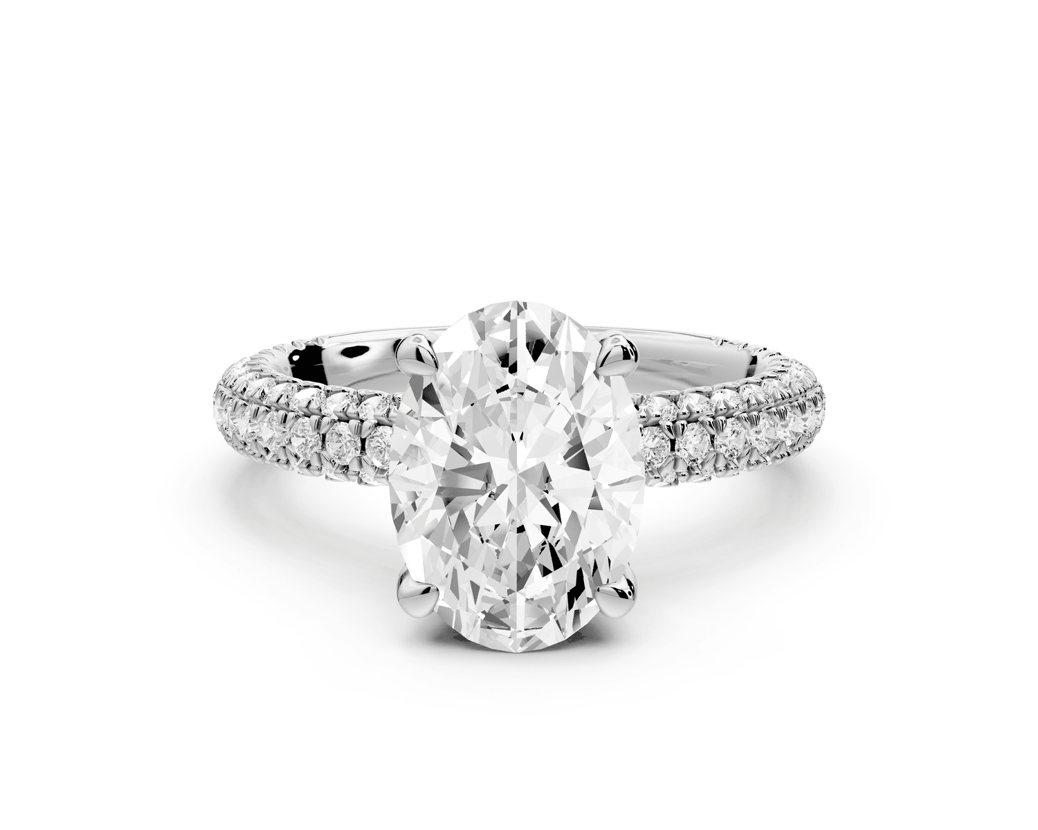 Emilia - 2ct platinum oval Hidden Halo Diamond Crown Rollover Pavé Engagement Ring - Mr. Alex Jewelry