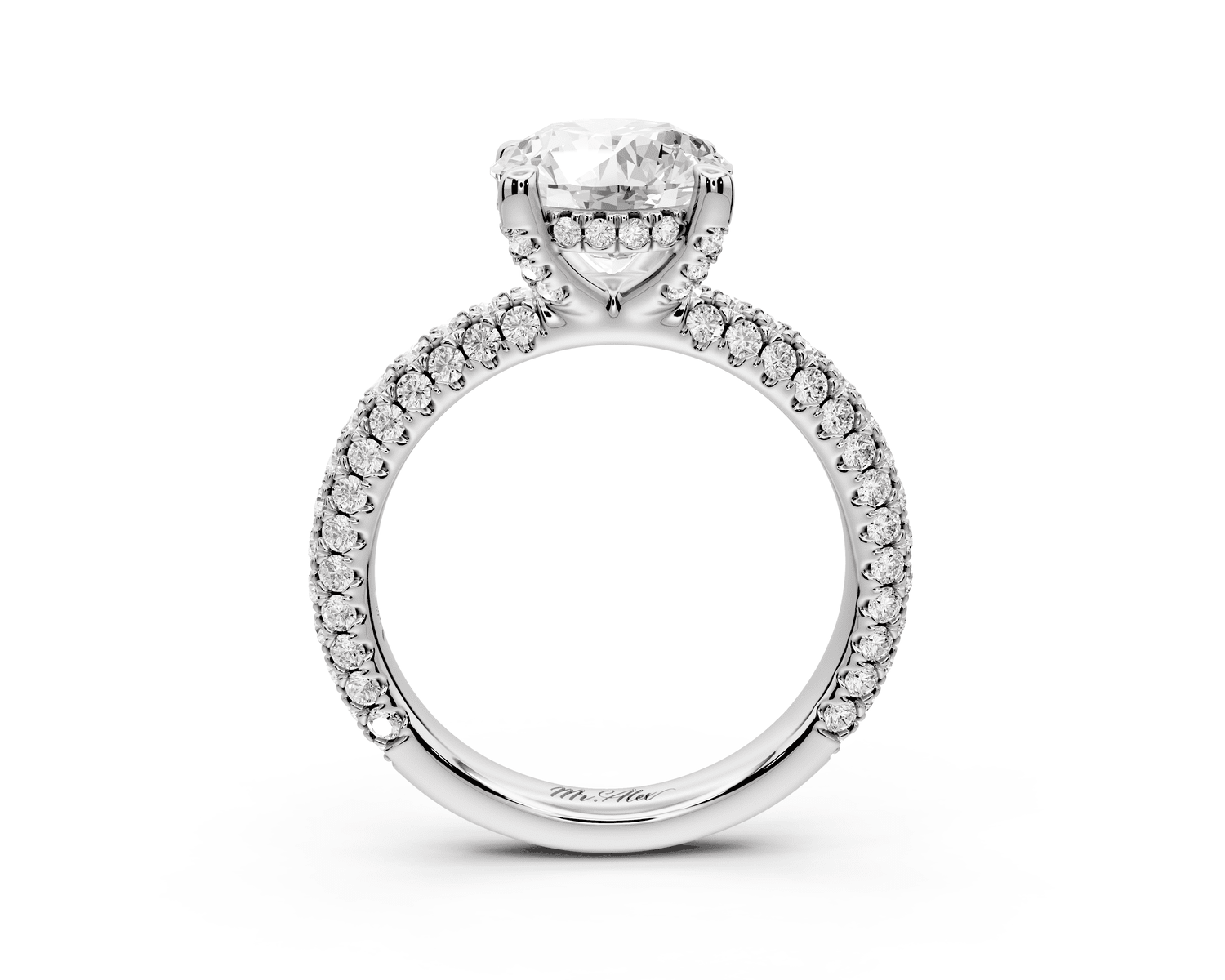 Emilia - 2ct platinum round Hidden Halo Diamond Crown Rollover Pavé Engagement Ring - Mr. Alex Jewelry