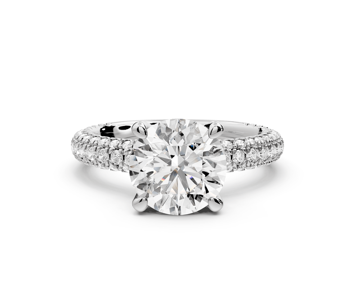 Emilia - 2ct platinum round Hidden Halo Diamond Crown Rollover Pavé Engagement Ring - Mr. Alex Jewelry