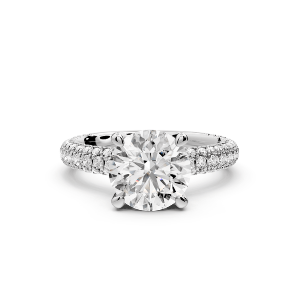 Emilia - 2ct platinum round Hidden Halo Diamond Crown Rollover Pavé Engagement Ring - Mr. Alex Jewelry