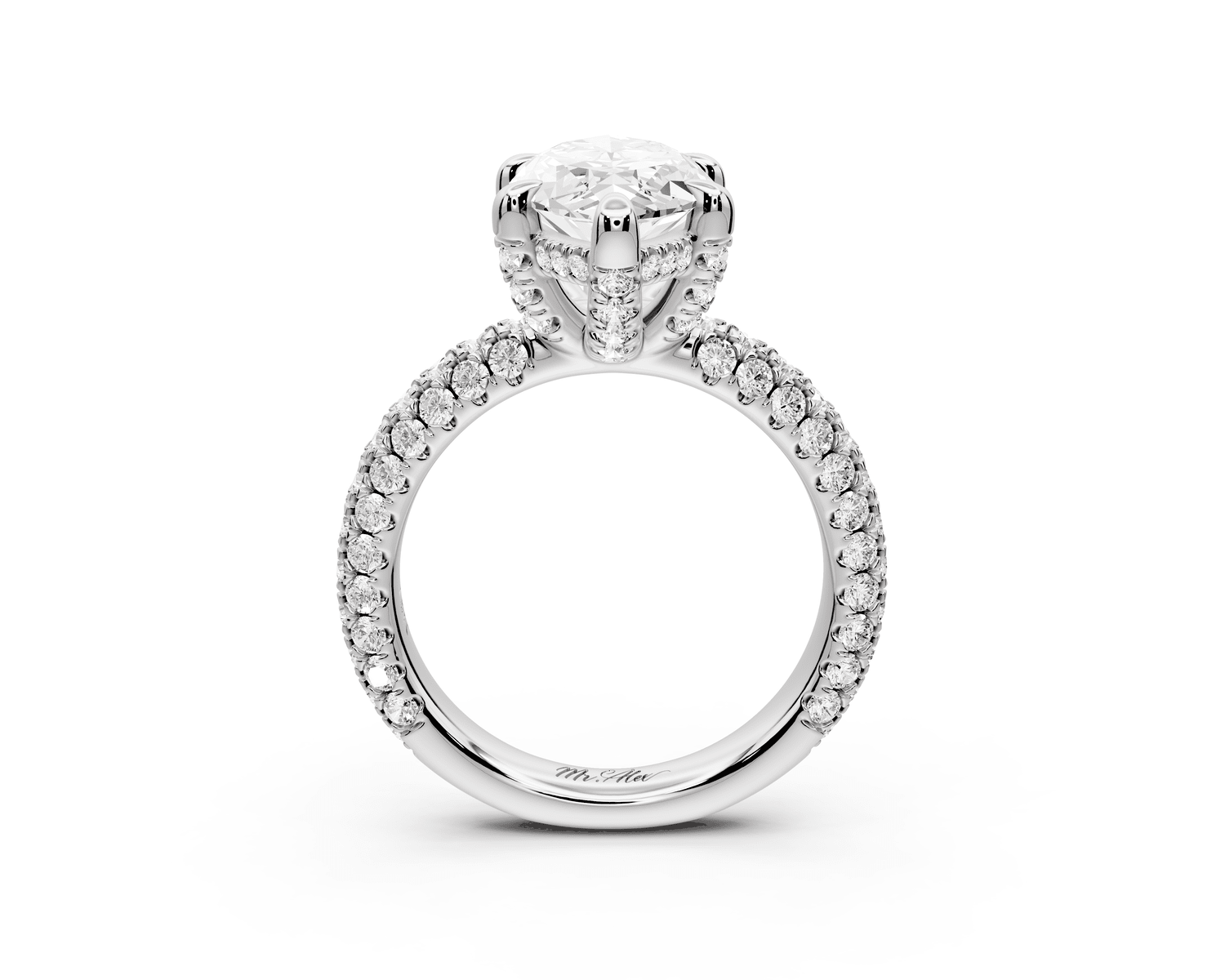 Emilia - 3ct platinum marquise Hidden Halo Diamond Crown Rollover Pavé Engagement Ring - Mr. Alex Jewelry