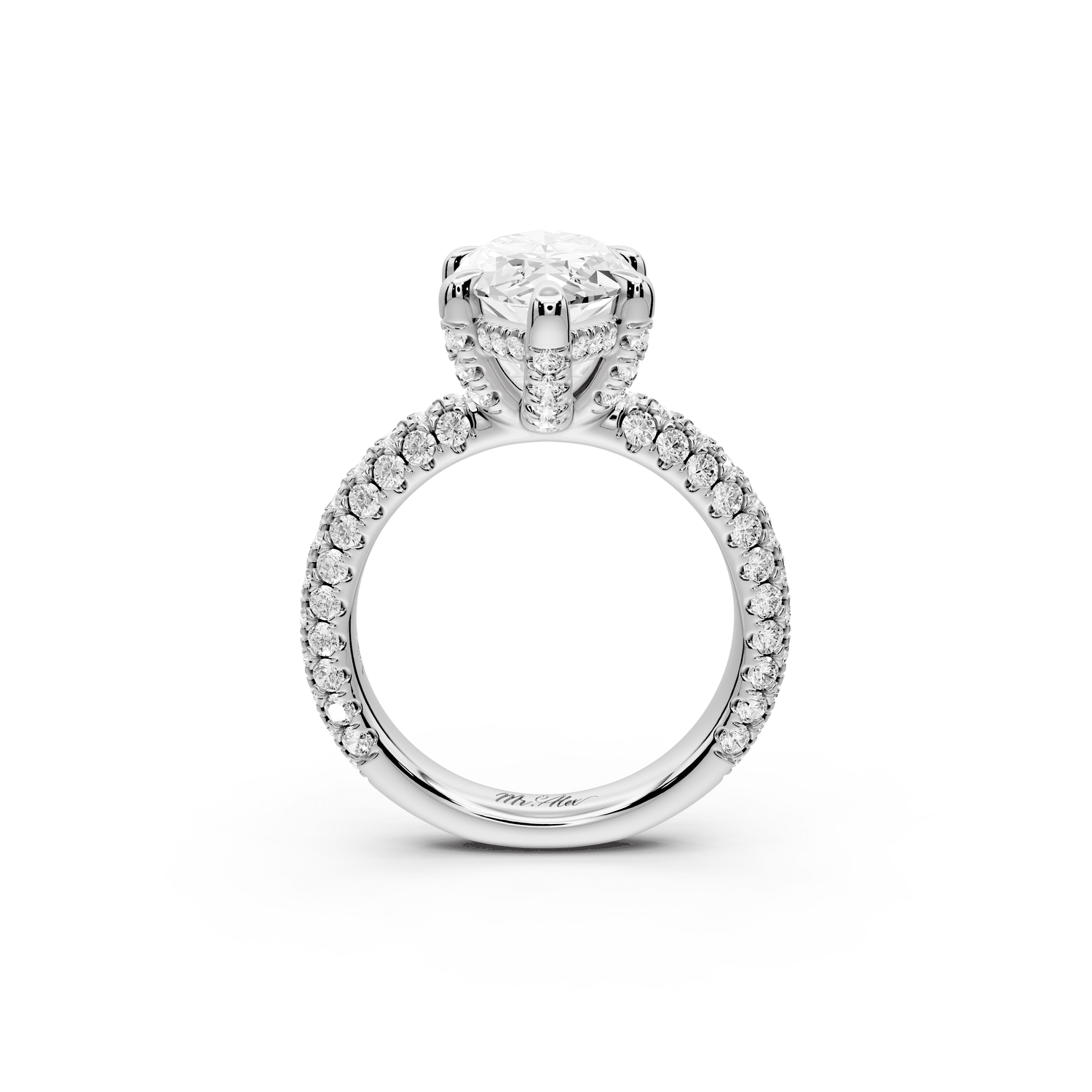 Emilia - 3ct platinum marquise Hidden Halo Diamond Crown Rollover Pavé Engagement Ring - Mr. Alex Jewelry