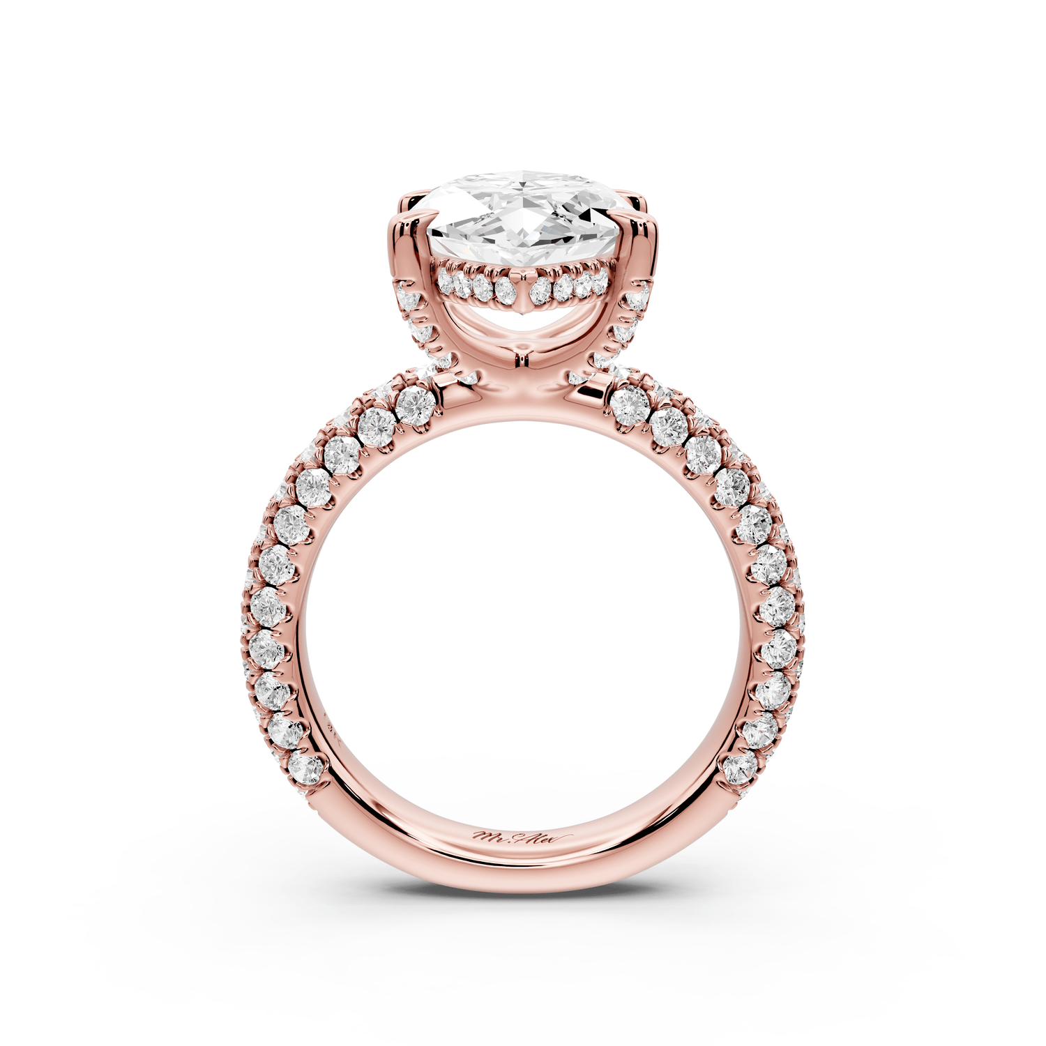 Emilia - 4ct 14k rose gold marquise Hidden Halo Diamond Crown Rollover Pavé Engagement Ring - Mr. Alex Jewelry