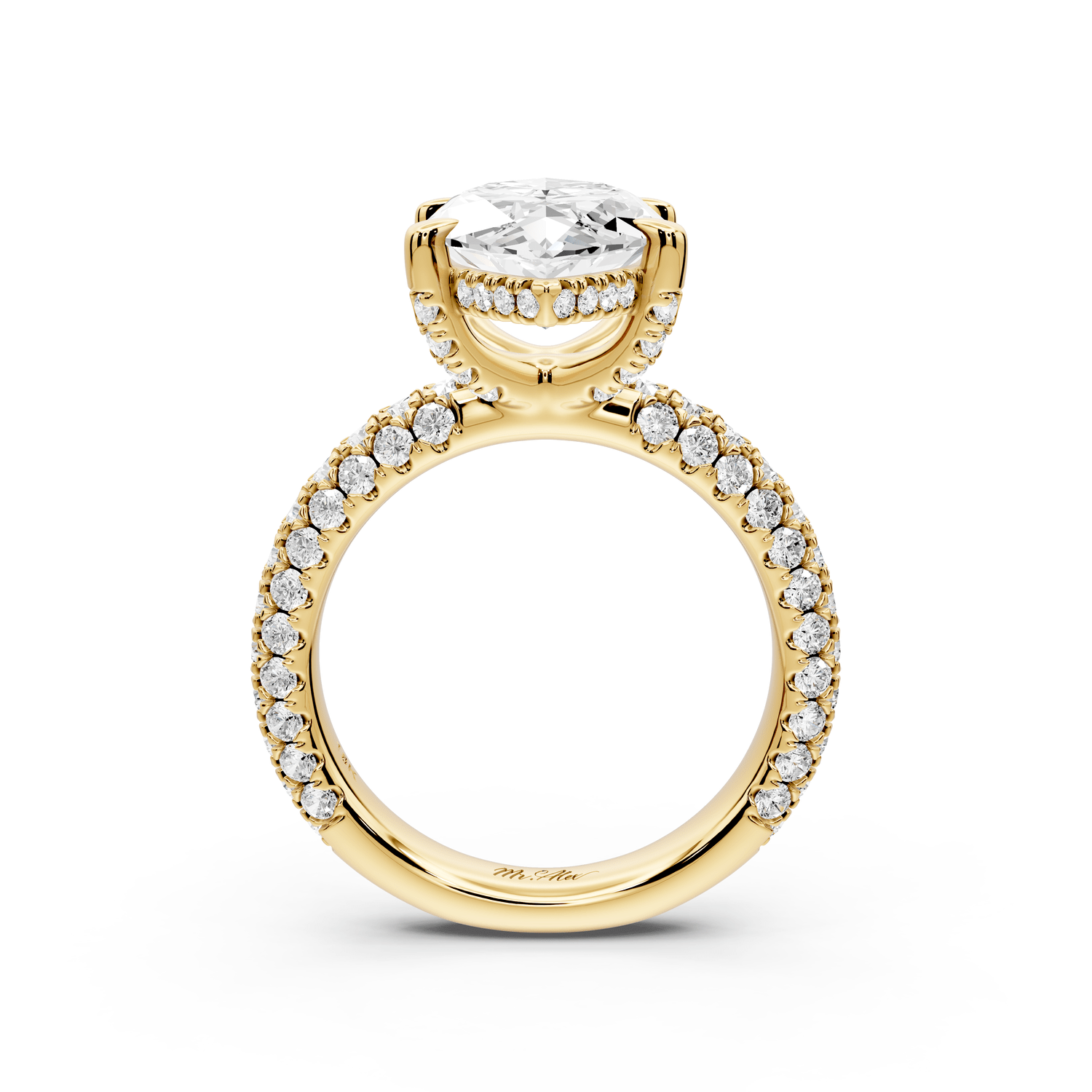Emilia - 4ct 14k yellow gold marquise Hidden Halo Diamond Crown Rollover Pavé Engagement Ring - Mr. Alex Jewelry