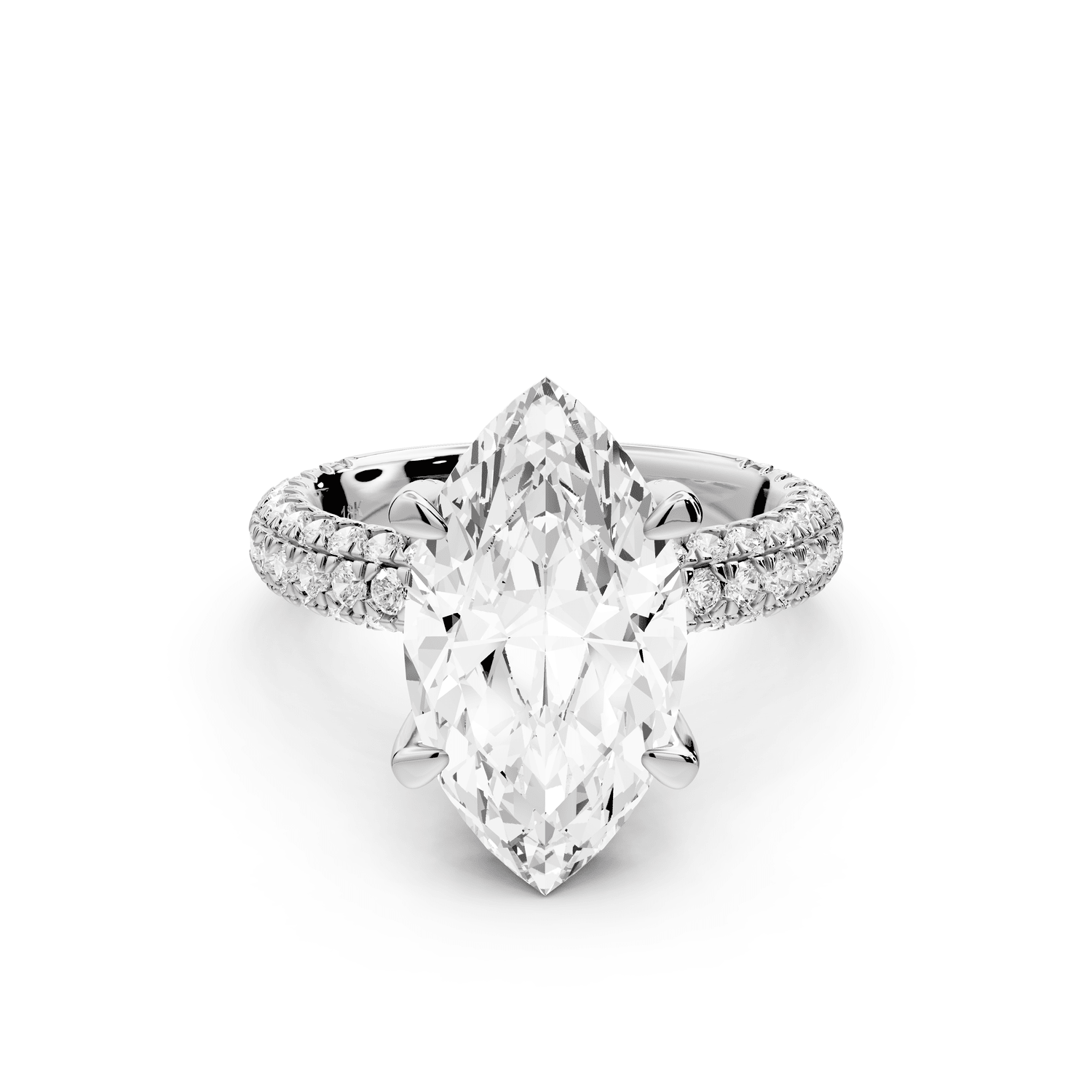 Emilia - 4ct platinum marquise Hidden Halo Diamond Crown Rollover Pavé Engagement Ring - Mr. Alex Jewelry