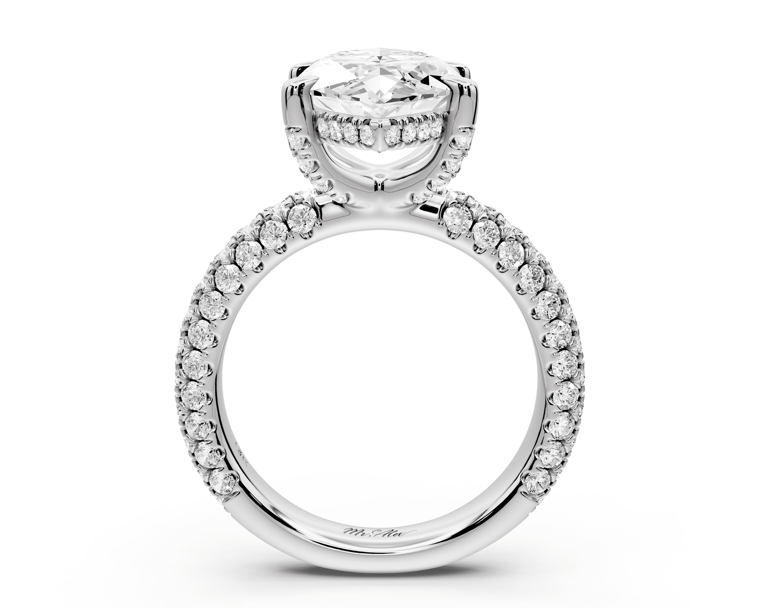Emilia - 4ct platinum marquise Hidden Halo Diamond Crown Rollover Pavé Engagement Ring - Mr. Alex Jewelry