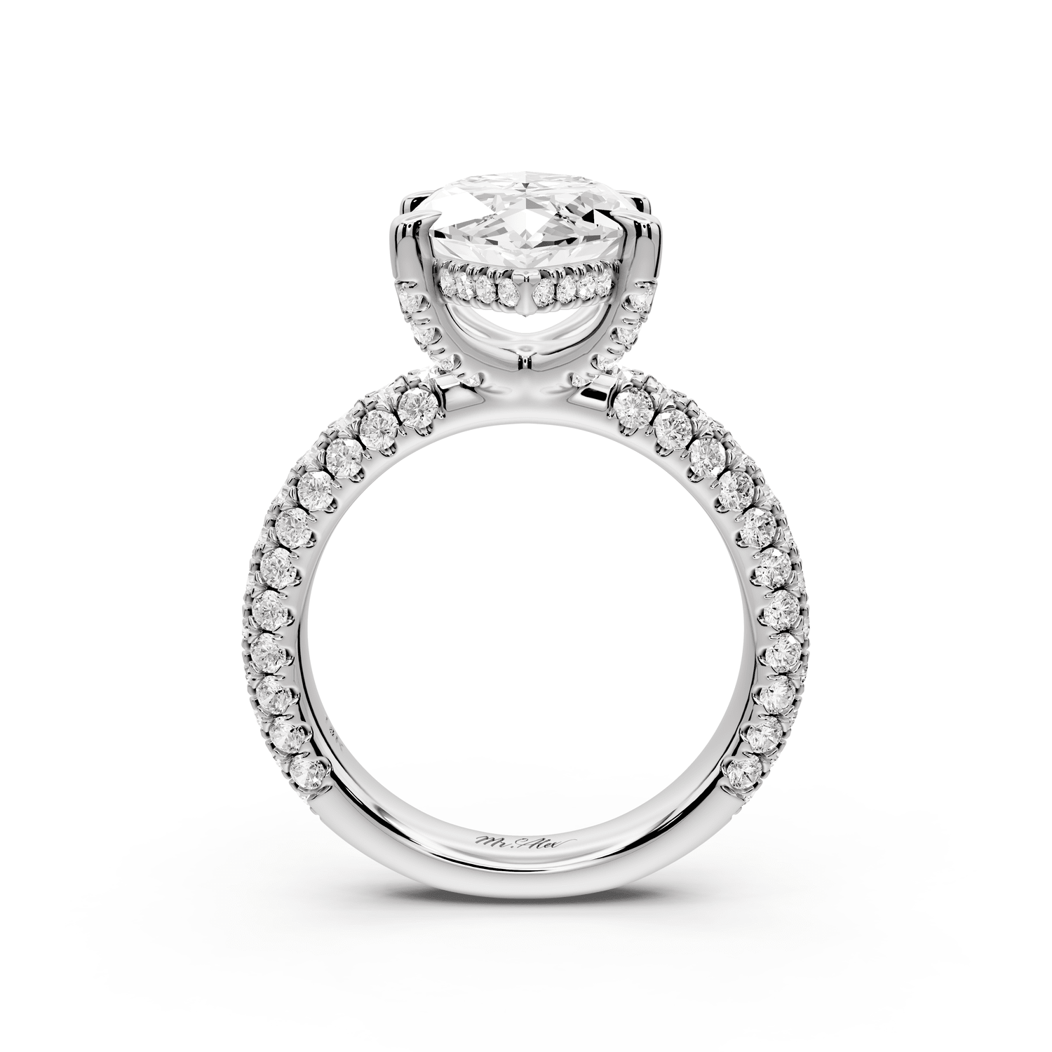 Emilia - 4ct platinum marquise Hidden Halo Diamond Crown Rollover Pavé Engagement Ring - Mr. Alex Jewelry