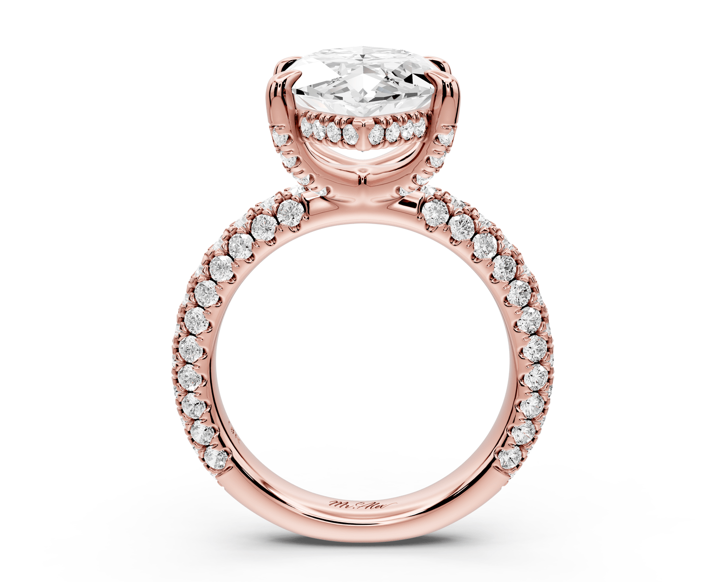 Emilia - 5ct 14k rose gold marquise Hidden Halo Diamond Crown Rollover Pavé Engagement Ring - Mr. Alex Jewelry