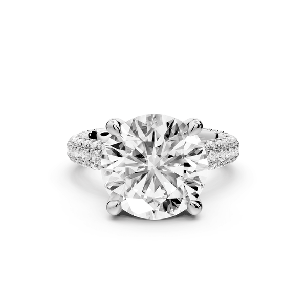 Emilia - 5ct 14k white gold round Hidden Halo Diamond Crown Rollover Pavé Engagement Ring - Mr. Alex Jewelry