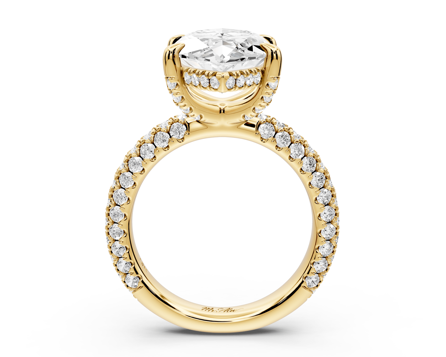 Emilia - 5ct 18k yellow gold marquise Hidden Halo Diamond Crown Rollover Pavé Engagement Ring - Mr. Alex Jewelry