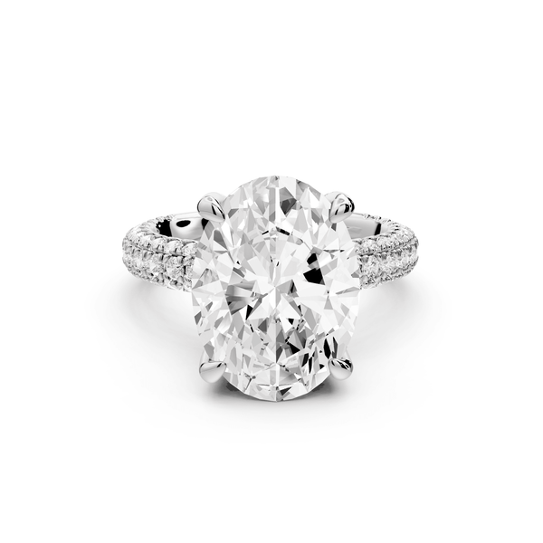 Emilia - 5ct platinum oval Hidden Halo Diamond Crown Rollover Pavé Engagement Ring - Mr. Alex Jewelry