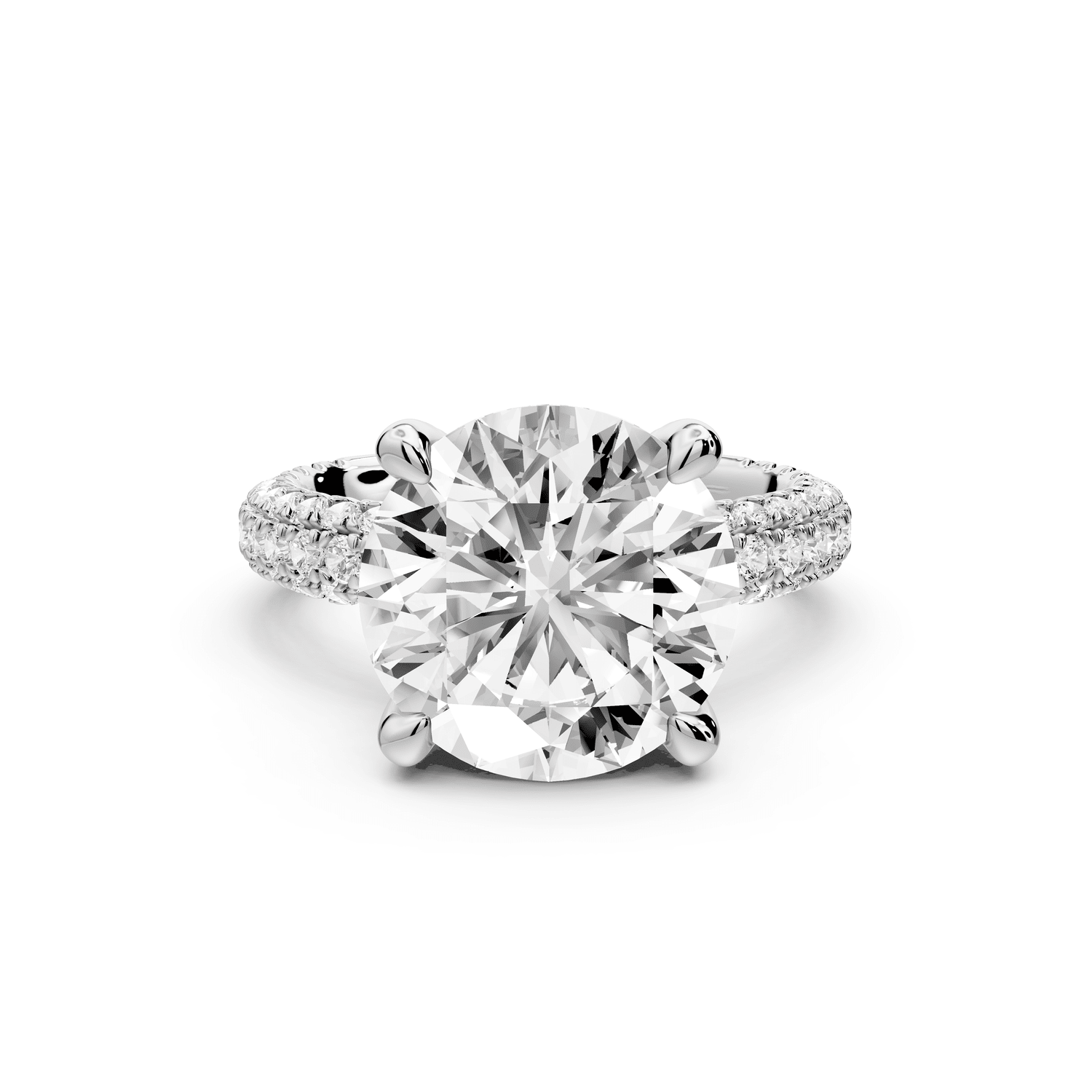 Emilia - 5ct platinum round Hidden Halo Diamond Crown Rollover Pavé Engagement Ring - Mr. Alex Jewelry